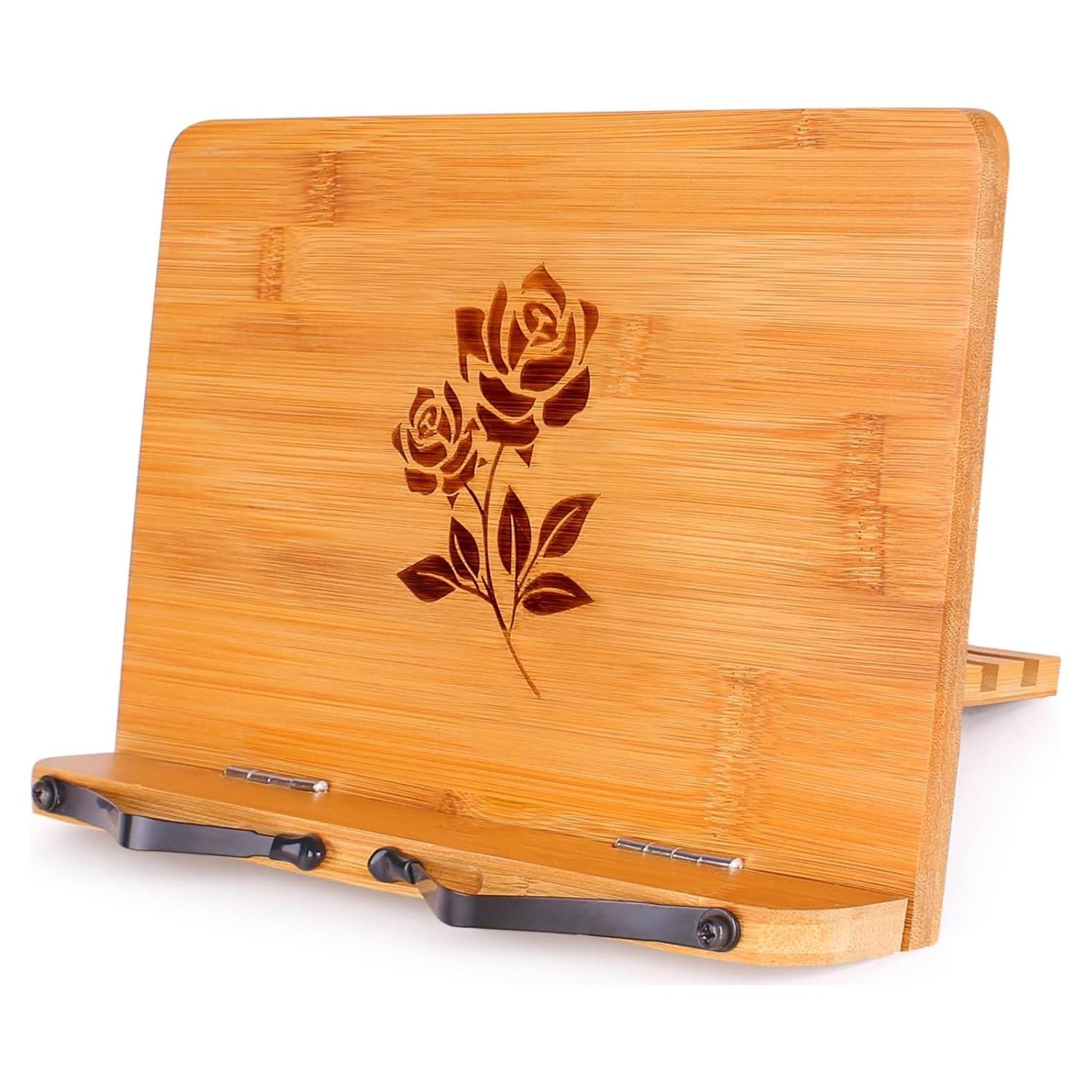 Soporte de Libro Plegable MEGREZ de Bambú 28 x 20.3 cm Rosa