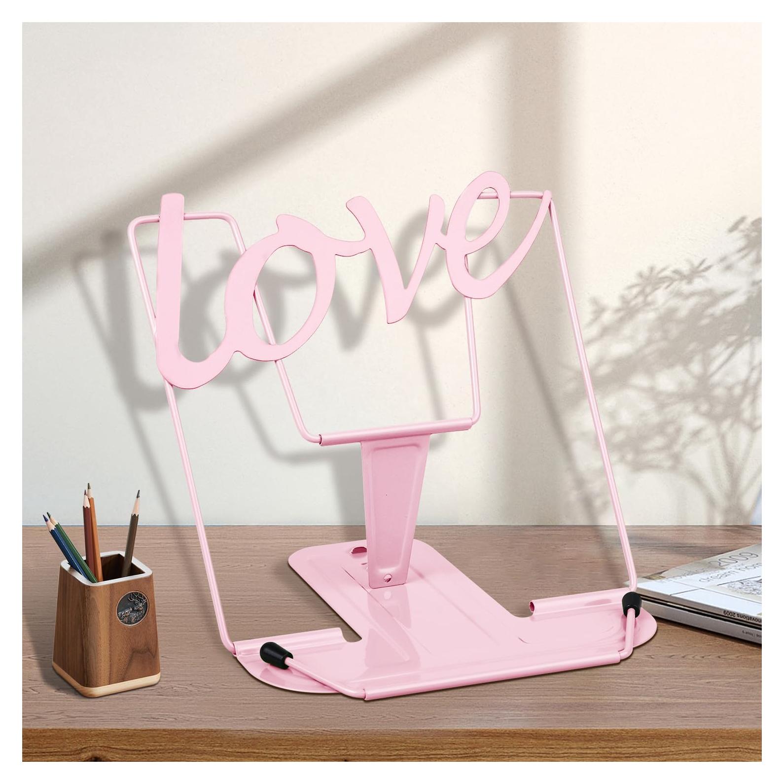 Soporte de Libro Ajustable de Metal Honagu Rosa Macaron