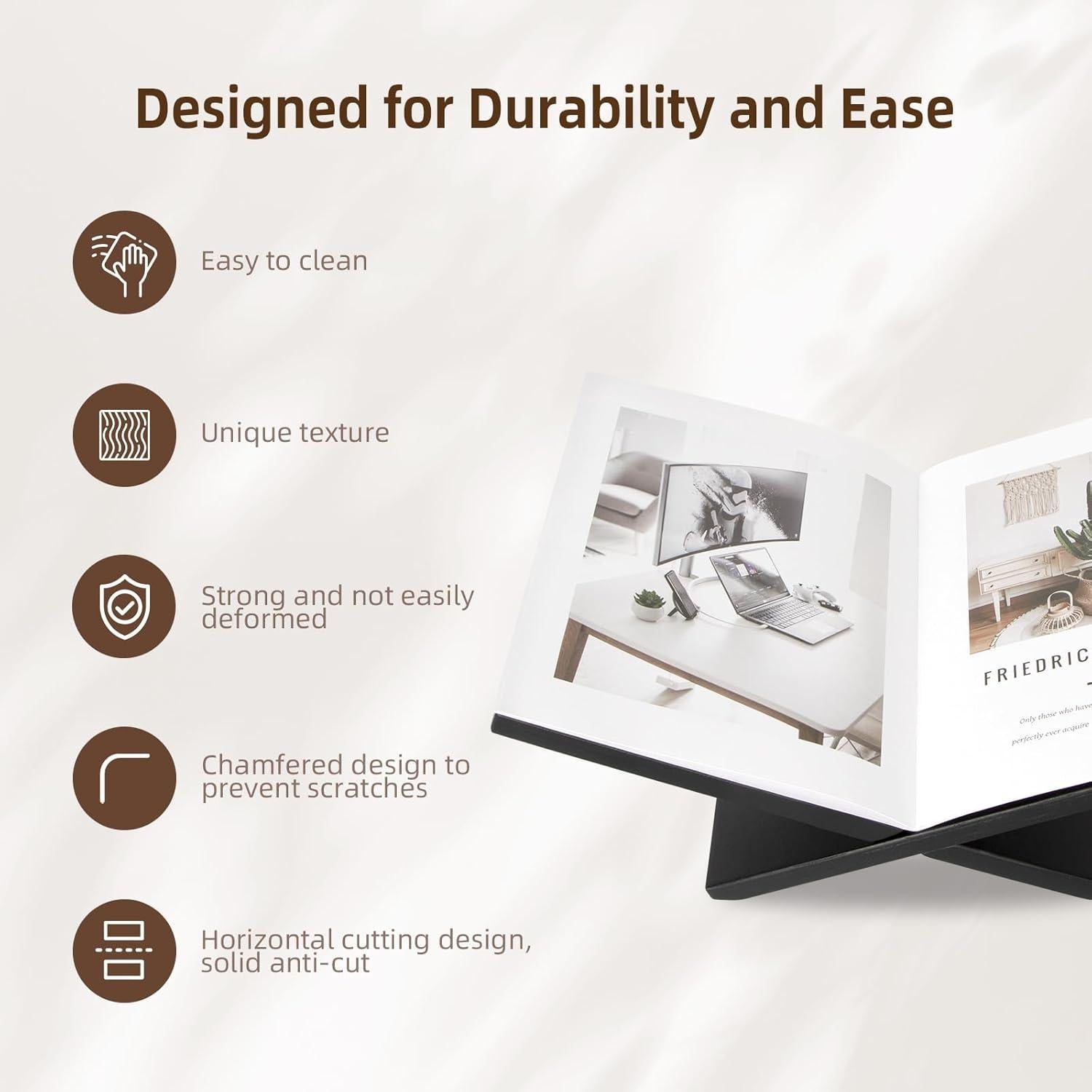 Soporte de Libro Abierto PUERSI de Madera Negro 24x40 cm