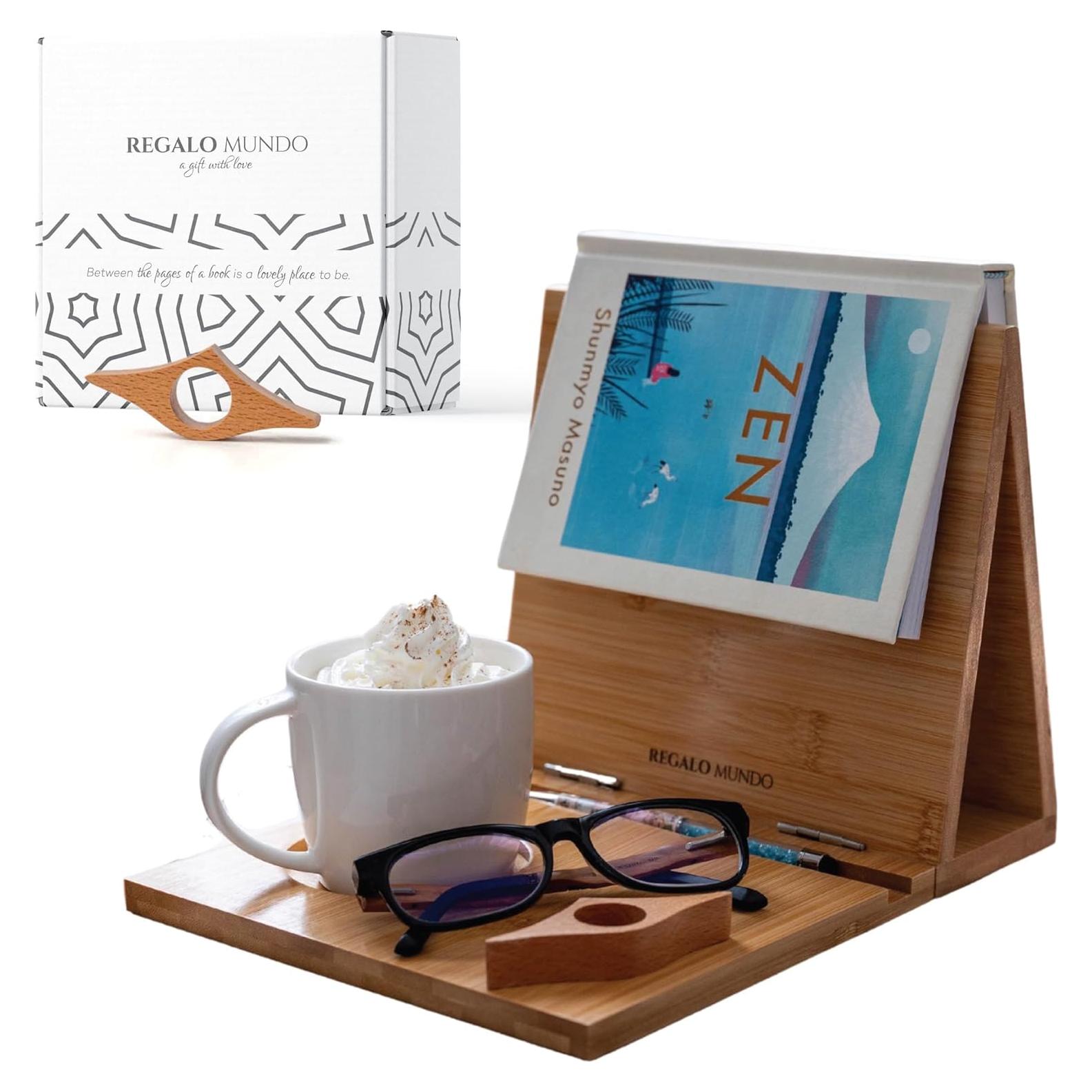 Soporte de Libros Triangular de Bambú Regalo Mundo 27.94x22.10 cm