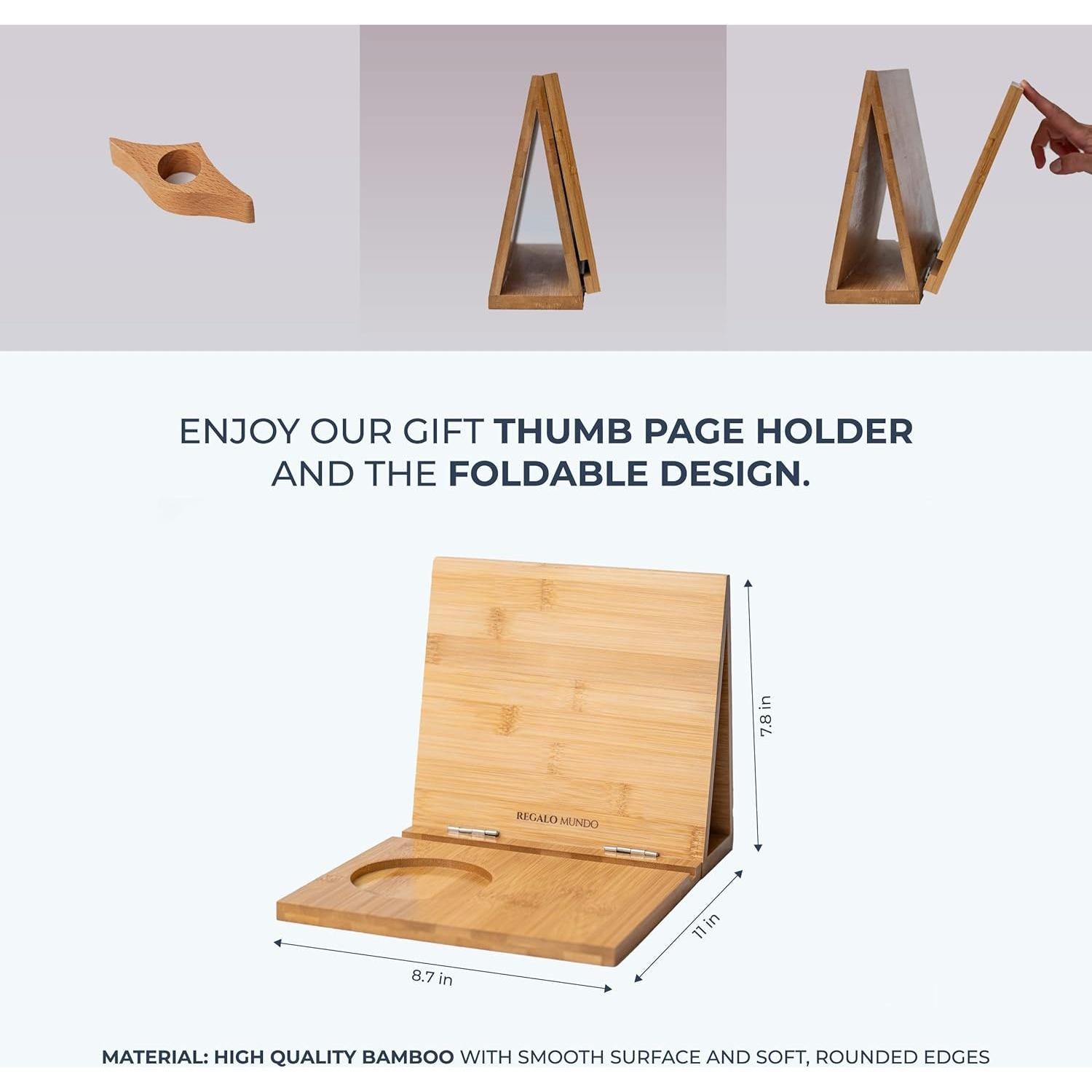 Soporte de Libros Triangular de Bambú Regalo Mundo 27.94x22.10 cm
