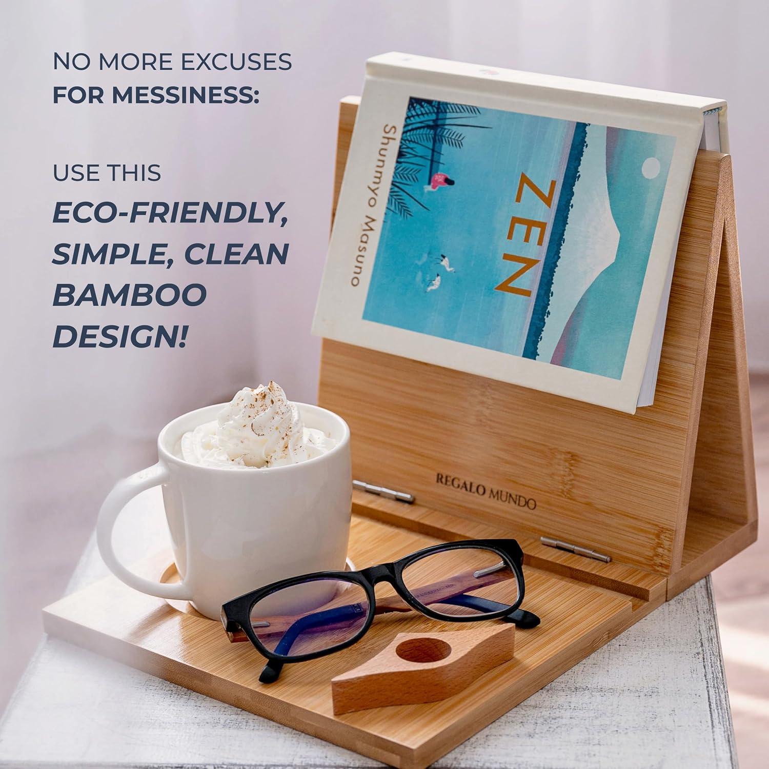 Soporte de Libros Triangular de Bambú Regalo Mundo 27.94x22.10 cm