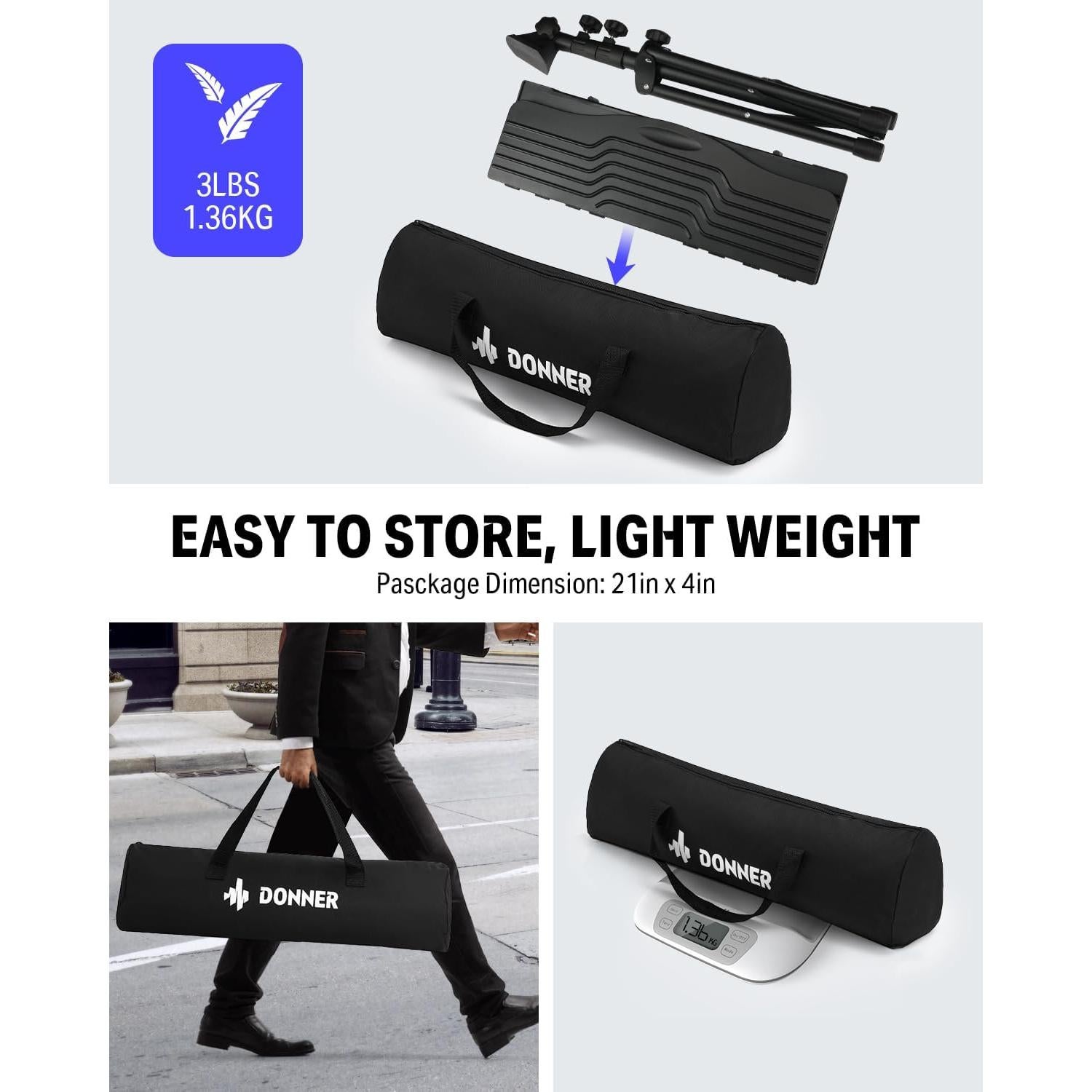 Soporte de Partituras Donner DMS-1 con Luz Ajustable 41.91-144.78 cm