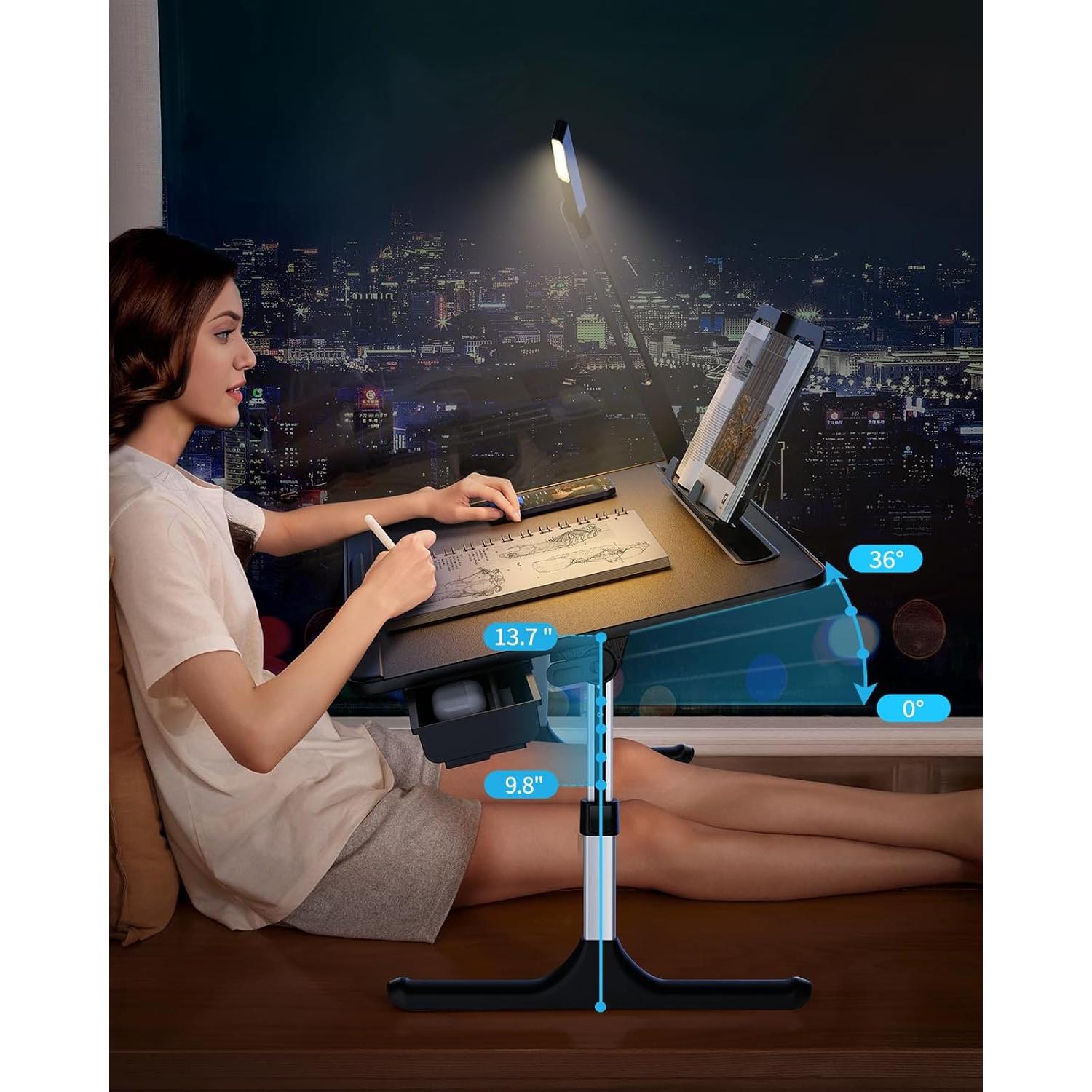 Mesa para Laptop SAIJI con Luz LED Ajustable 60x40 cm