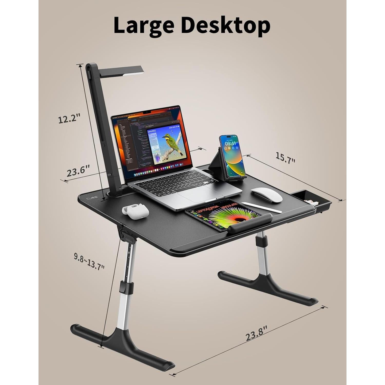 Mesa para Laptop SAIJI con Luz LED Ajustable 60x40 cm