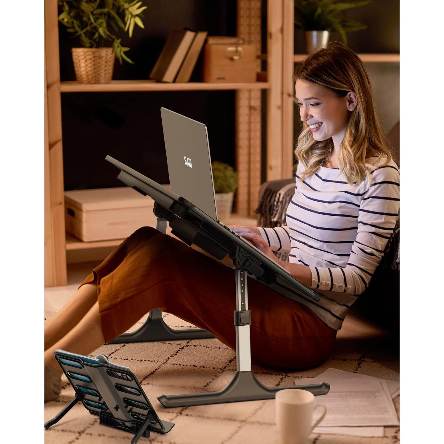 Mesa para Laptop SAIJI con Luz LED Ajustable 60x40 cm