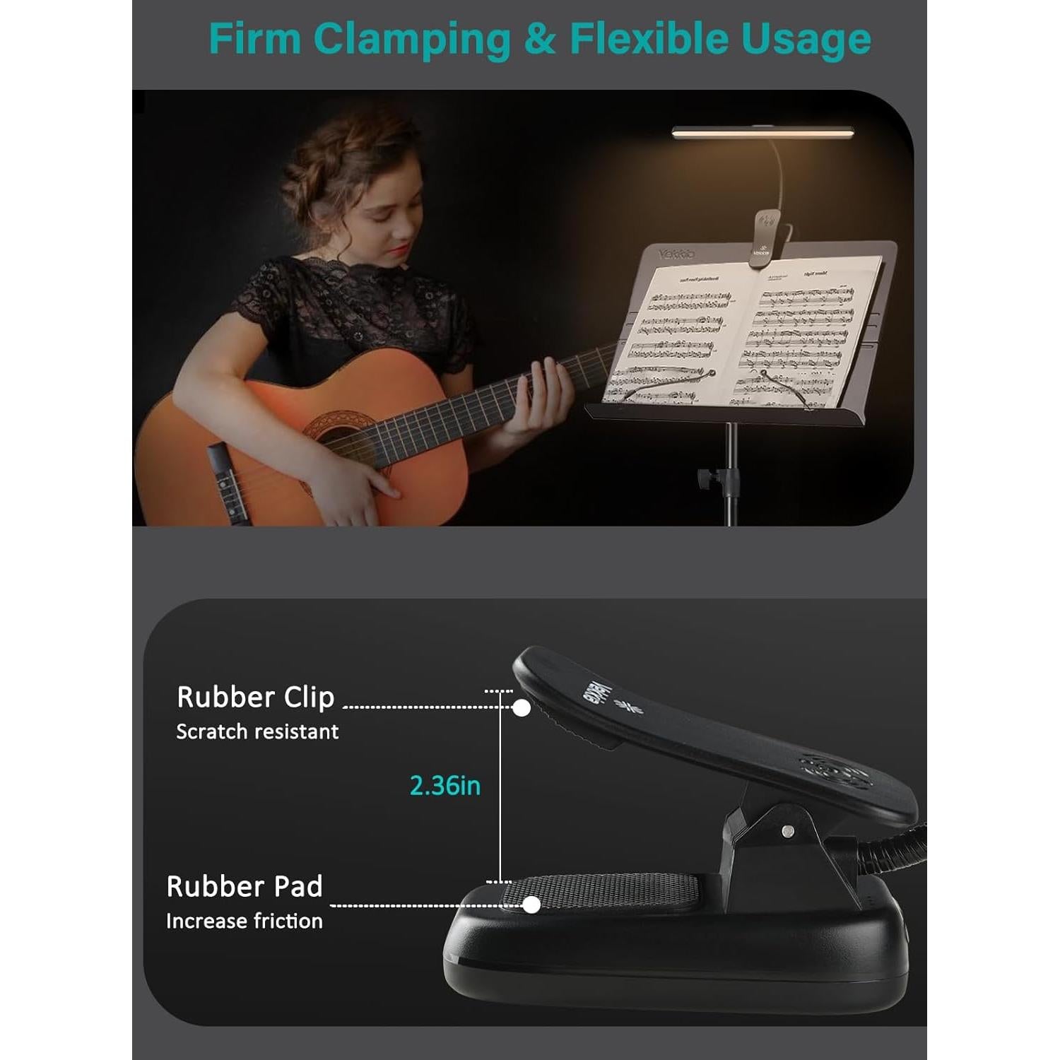 Luz de Atril Recargable Vekkia MST - 88 LED, 5 Brillos, 3 Temperaturas