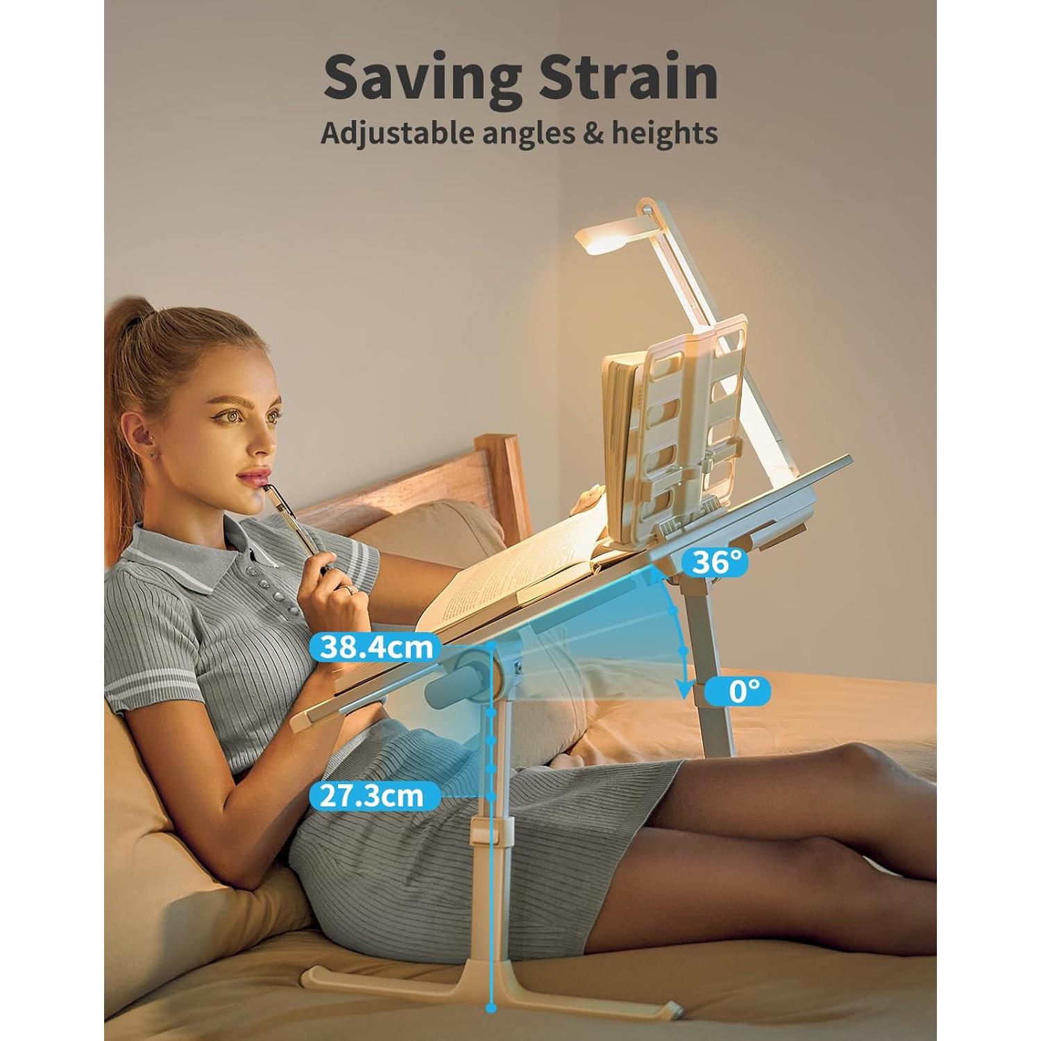 Mesa de Cama para Laptop SAIJI XXL con Luz LED Ajustable