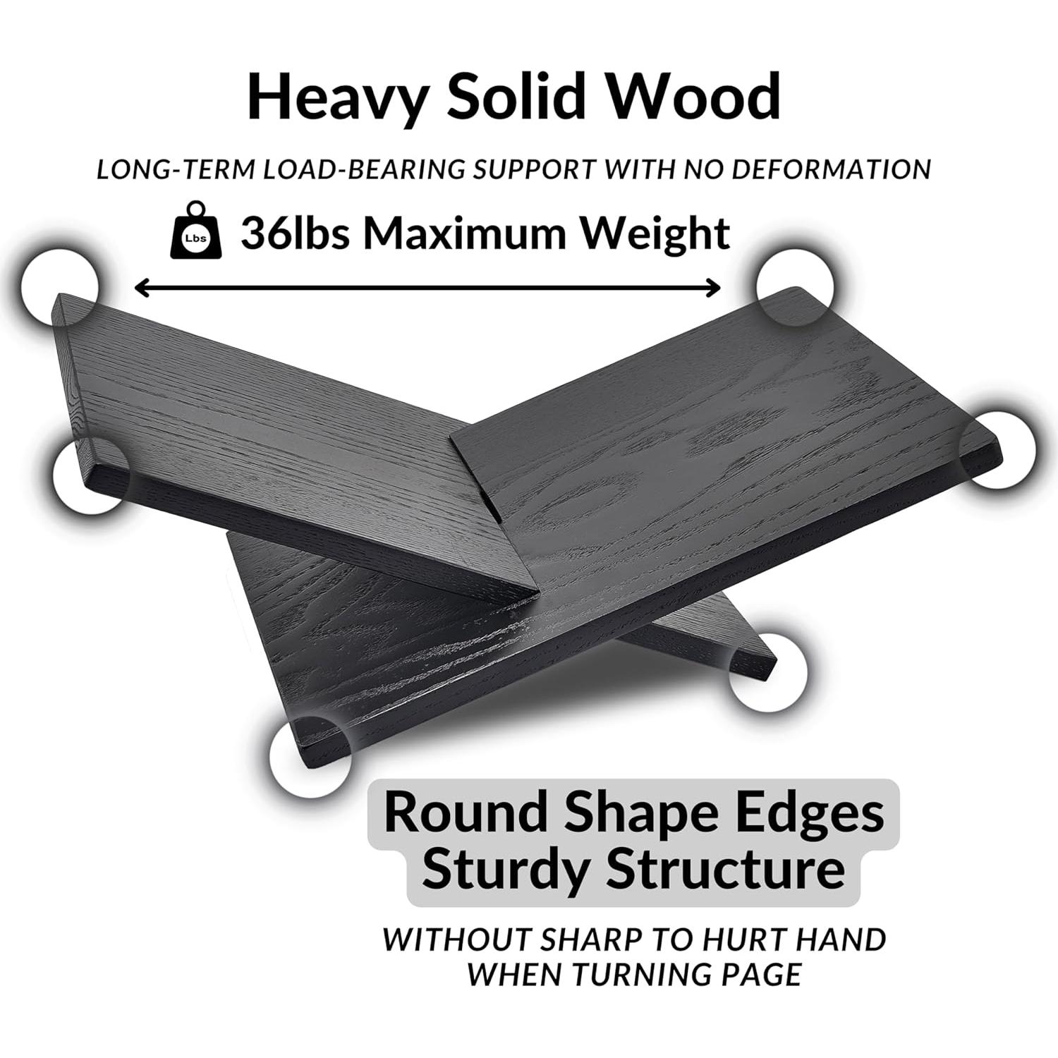 Soporte de Libros de Madera Sólida Honygebia Negro 40x24 cm