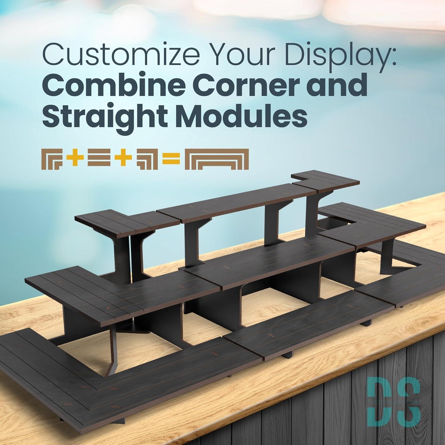 Soporte Escalonado de Madera Negro 3 Niveles DS THE DISPLAY STORE