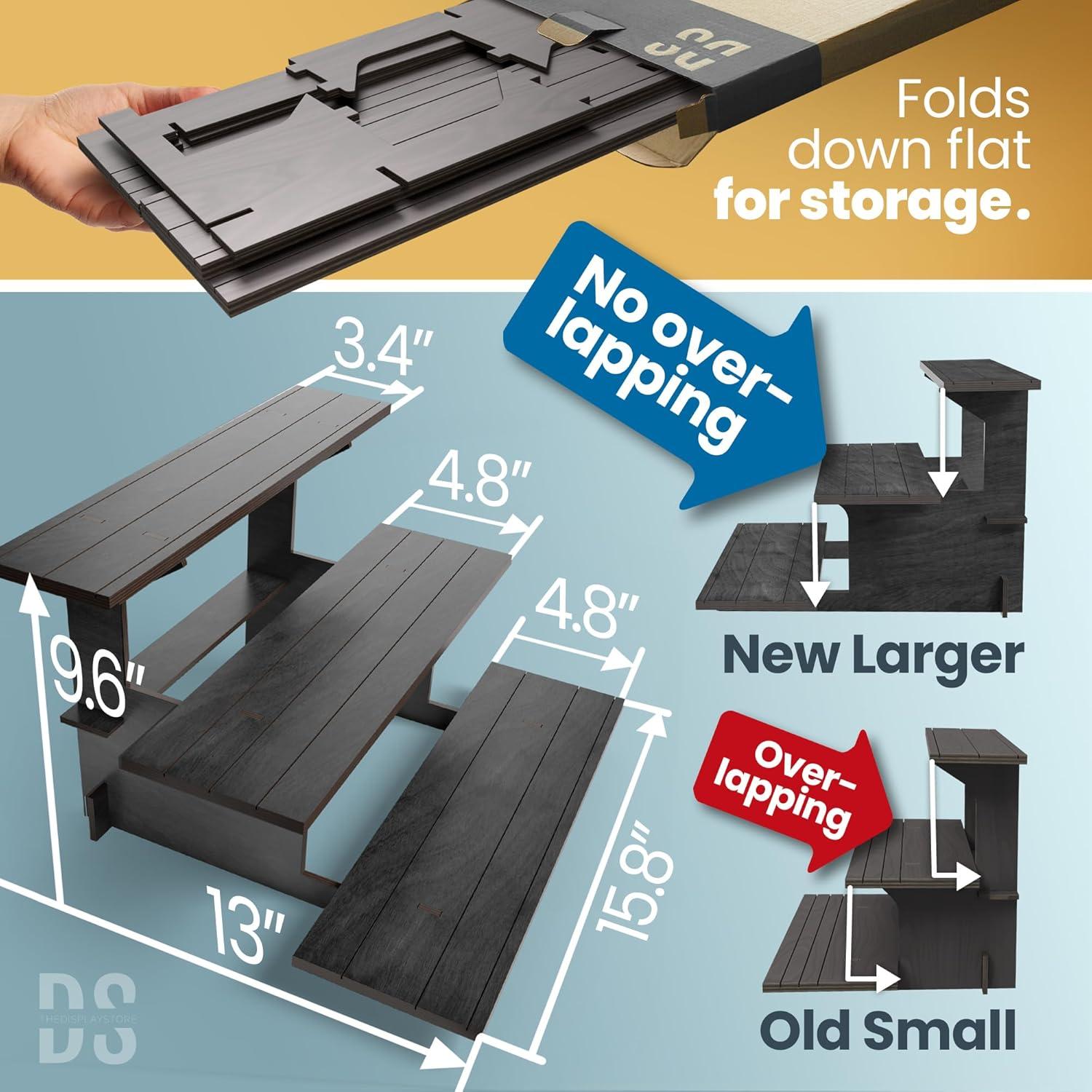Soporte Escalonado de Madera Negro 3 Niveles DS THE DISPLAY STORE