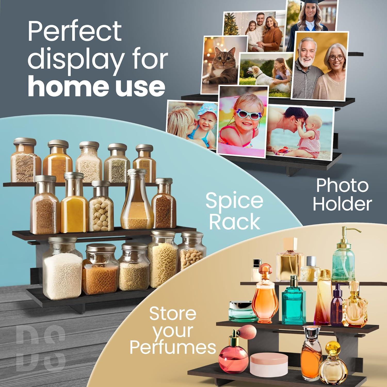 Soporte Escalonado de Madera Negro 3 Niveles DS THE DISPLAY STORE