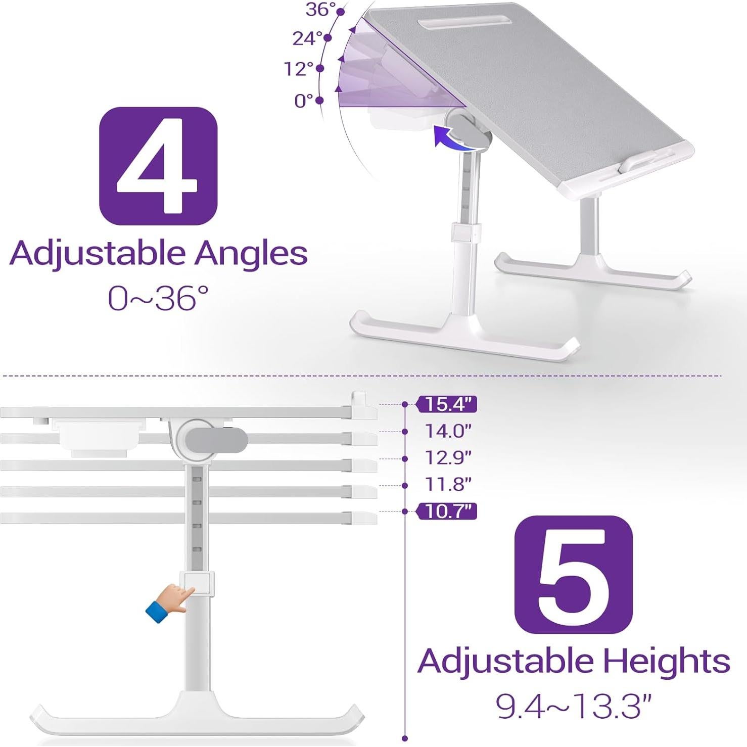 Mesa de Cama Ajustable NEARPOW para Laptop y Escritura - Gris