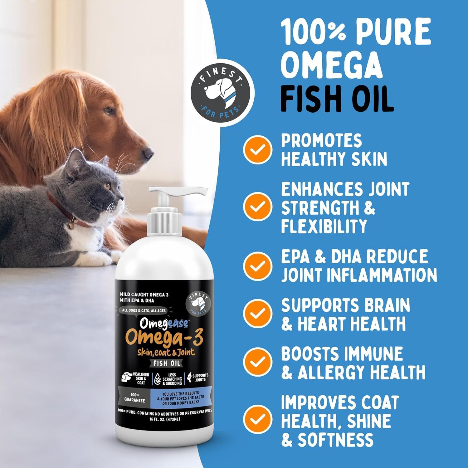 Omegease Aceite de Pescado 227g para Perros y Gatos - Omega 3 Puro