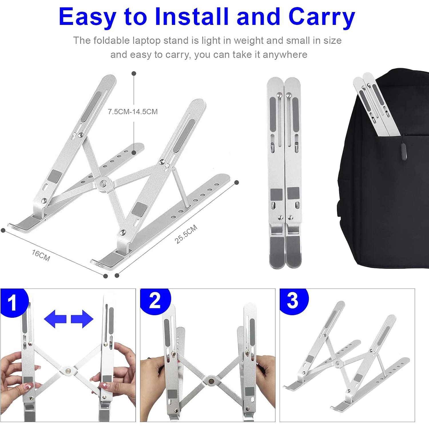 Soporte Ergonómico para Laptop YIKUROOS Ajustable Plata 7 Ángulos