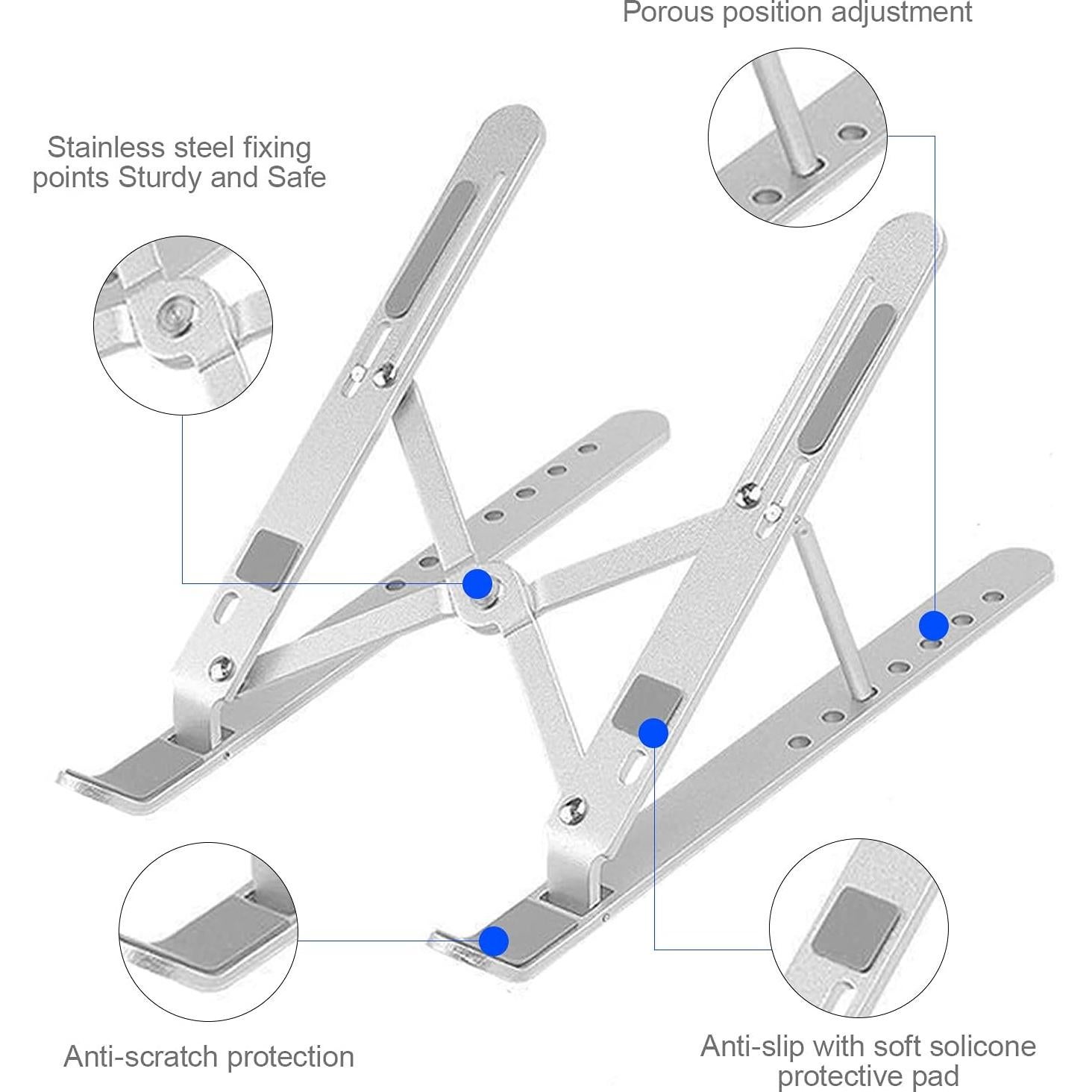 Soporte Ergonómico para Laptop YIKUROOS Ajustable Plata 7 Ángulos