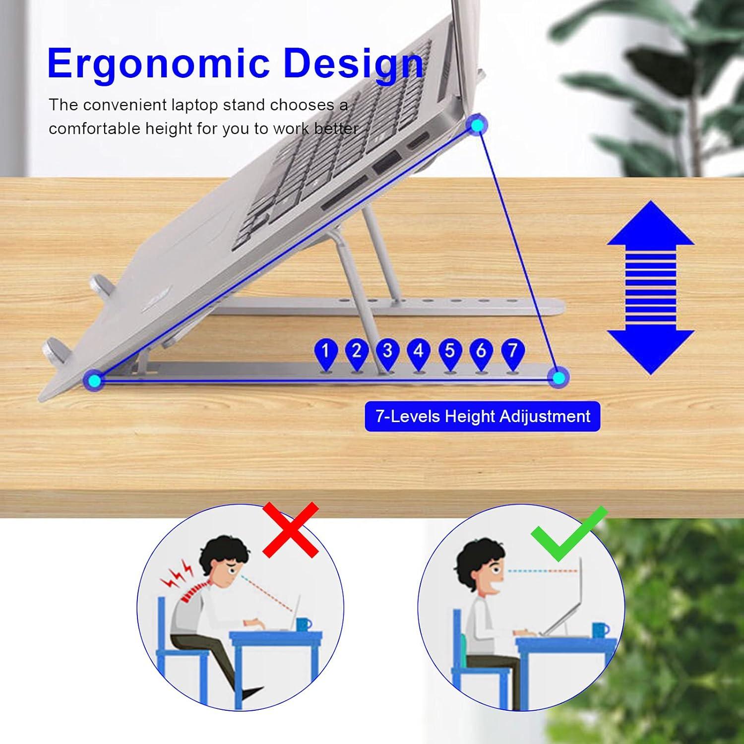 Soporte Ergonómico para Laptop YIKUROOS Ajustable Plata 7 Ángulos