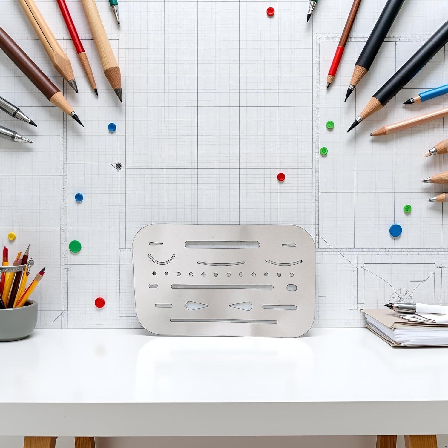 Escudo de Borrado Acero Inoxidable Junfamilee 9.4x6.1cm 26 Aperturas