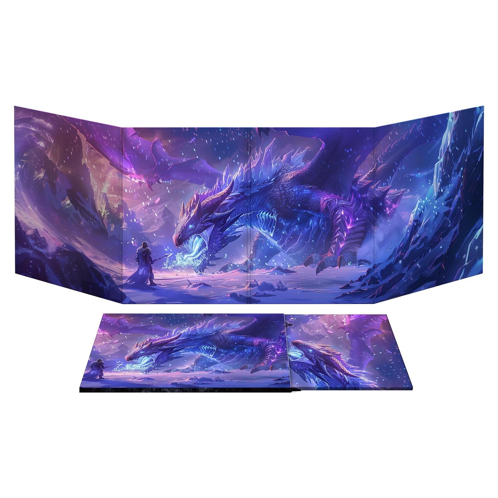 Pantalla de DM CZYY 4 Paneles Borrable con Mapa D&D Estilo C