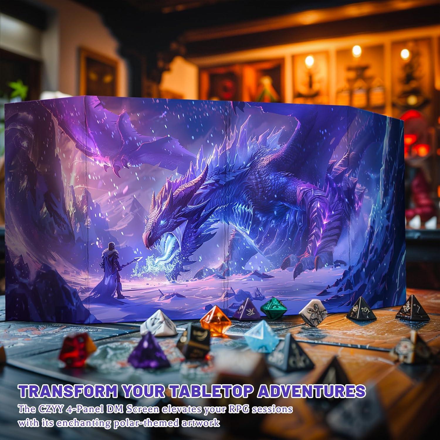 Pantalla de DM CZYY 4 Paneles Borrable con Mapa D&D Estilo C