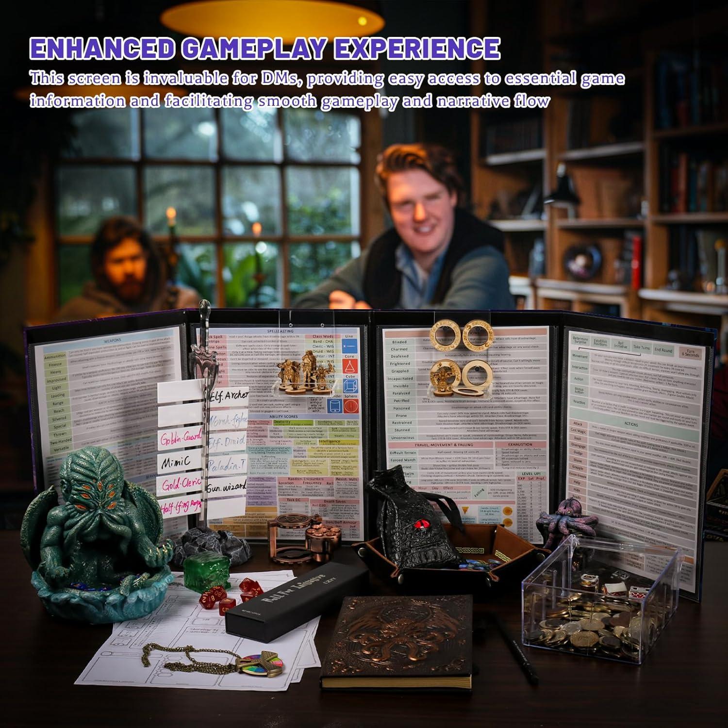 Pantalla de DM CZYY 4 Paneles Borrable con Mapa D&D Estilo C