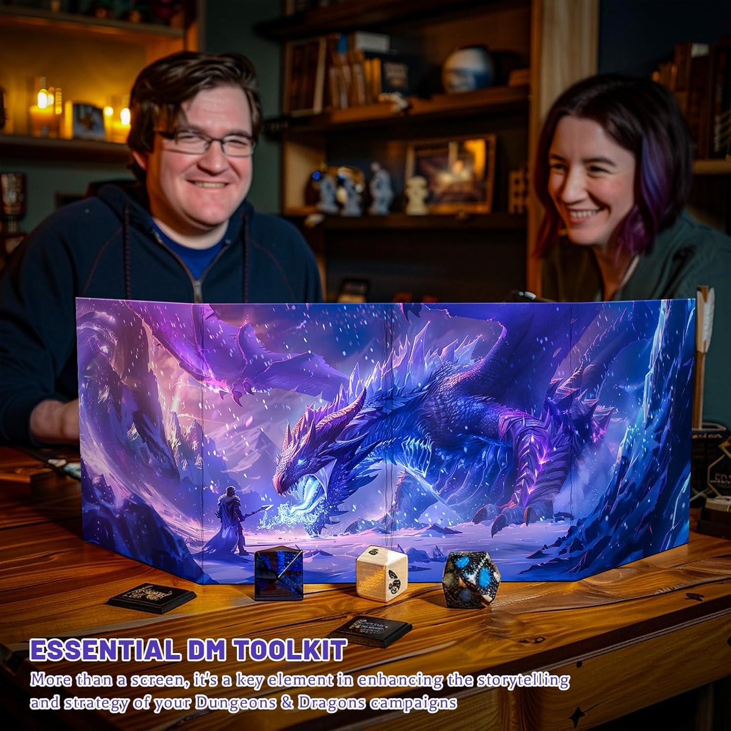 Pantalla de DM CZYY 4 Paneles Borrable con Mapa D&D Estilo C