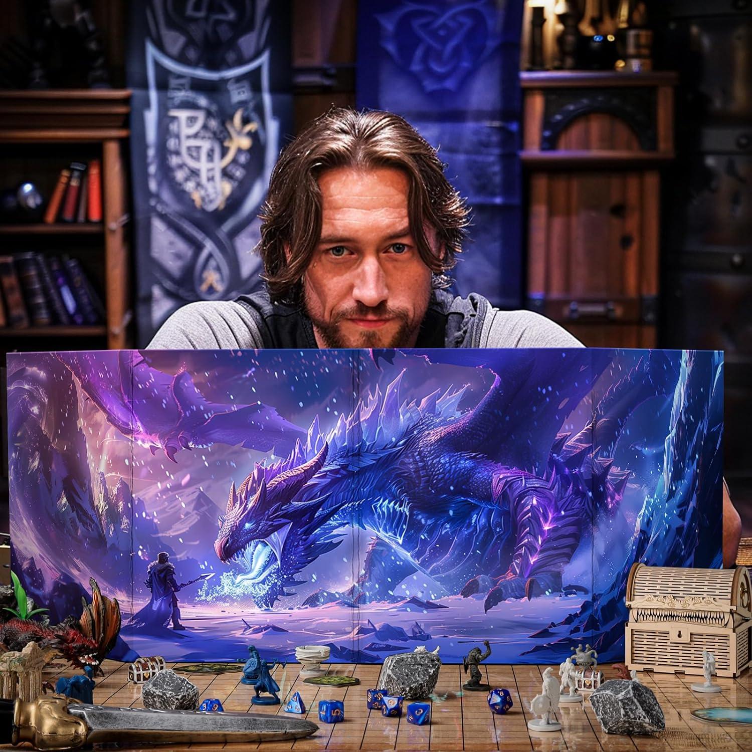 Pantalla de DM CZYY 4 Paneles Borrable con Mapa D&D Estilo C