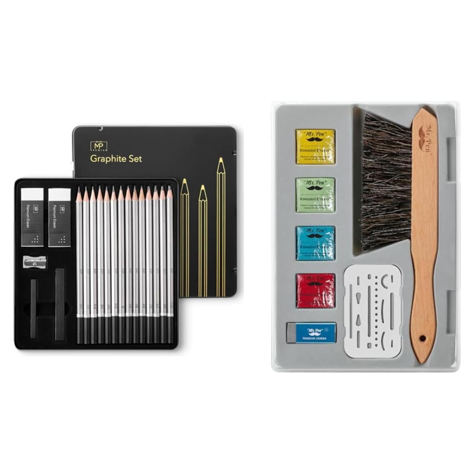 Set de Dibujo Mr. Pen: Gomas, Lápices y Cepillo para Artistas