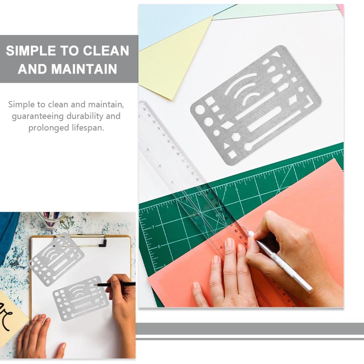 Plantilla de Escudo de Borrado NUOBESTY Acero Inoxidable 6 Pcs