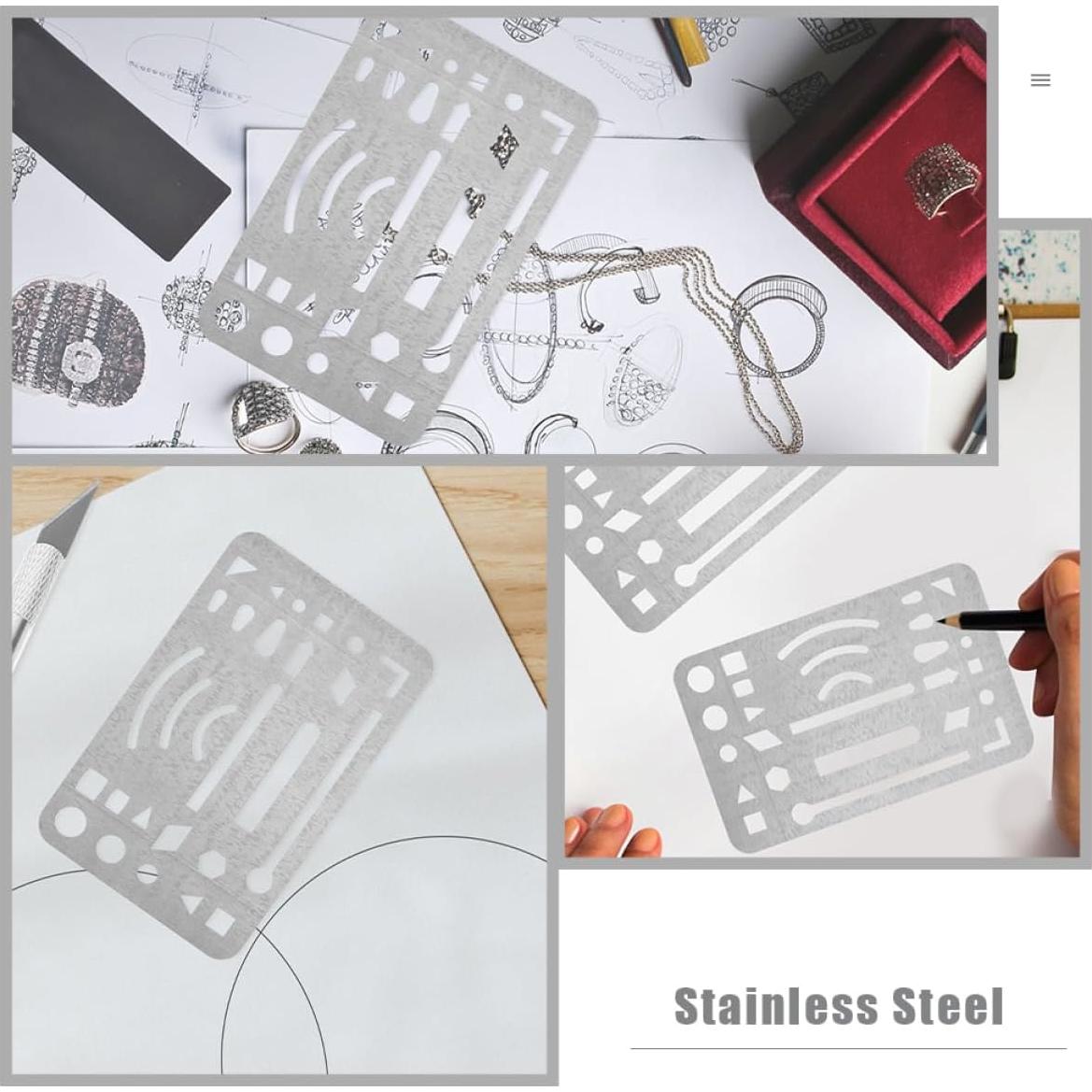 Plantilla de Escudo de Borrado NUOBESTY Acero Inoxidable 6 Pcs