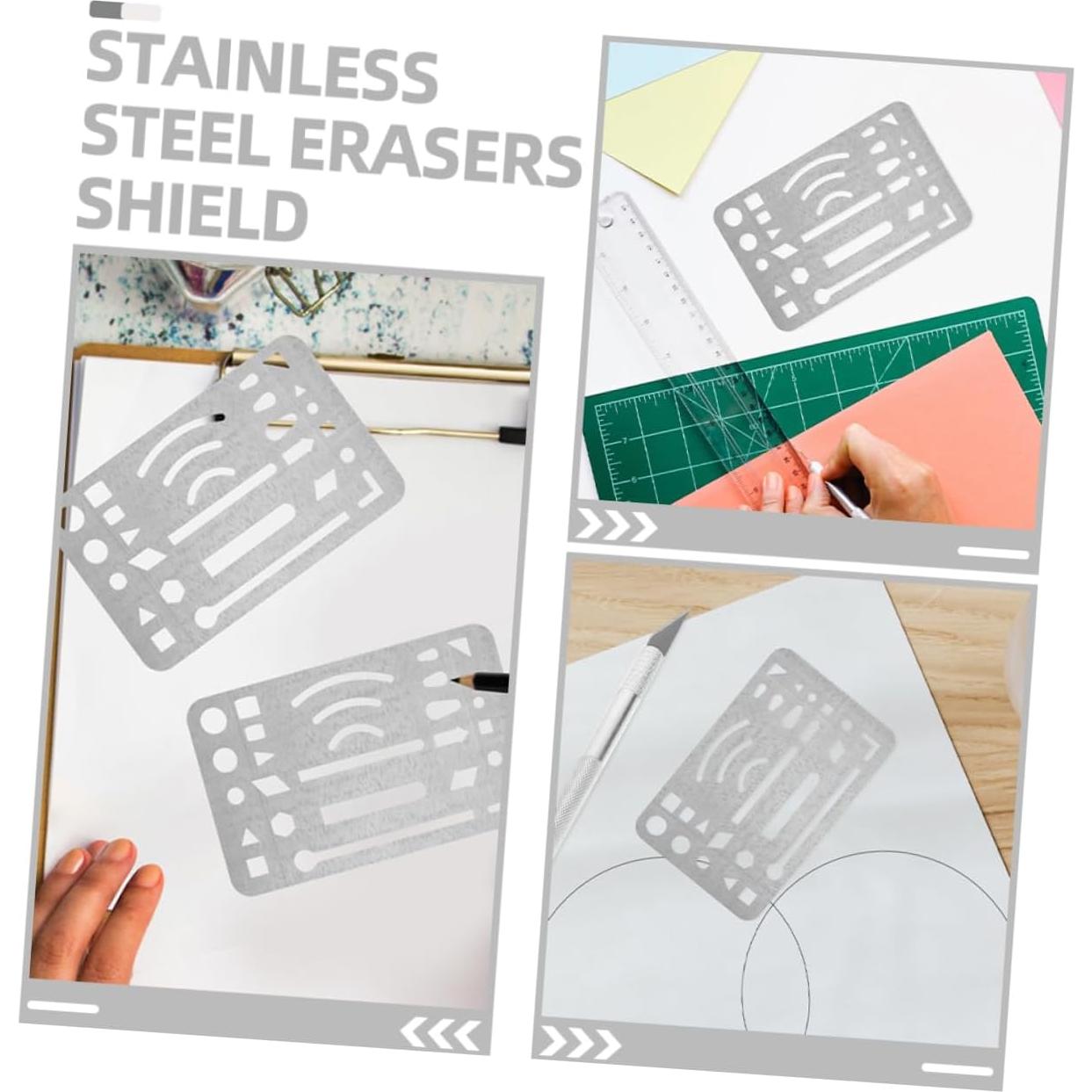 3 Piezas Escudos de Borrado Acero Inoxidable Veemoon 9.1x5.2cm