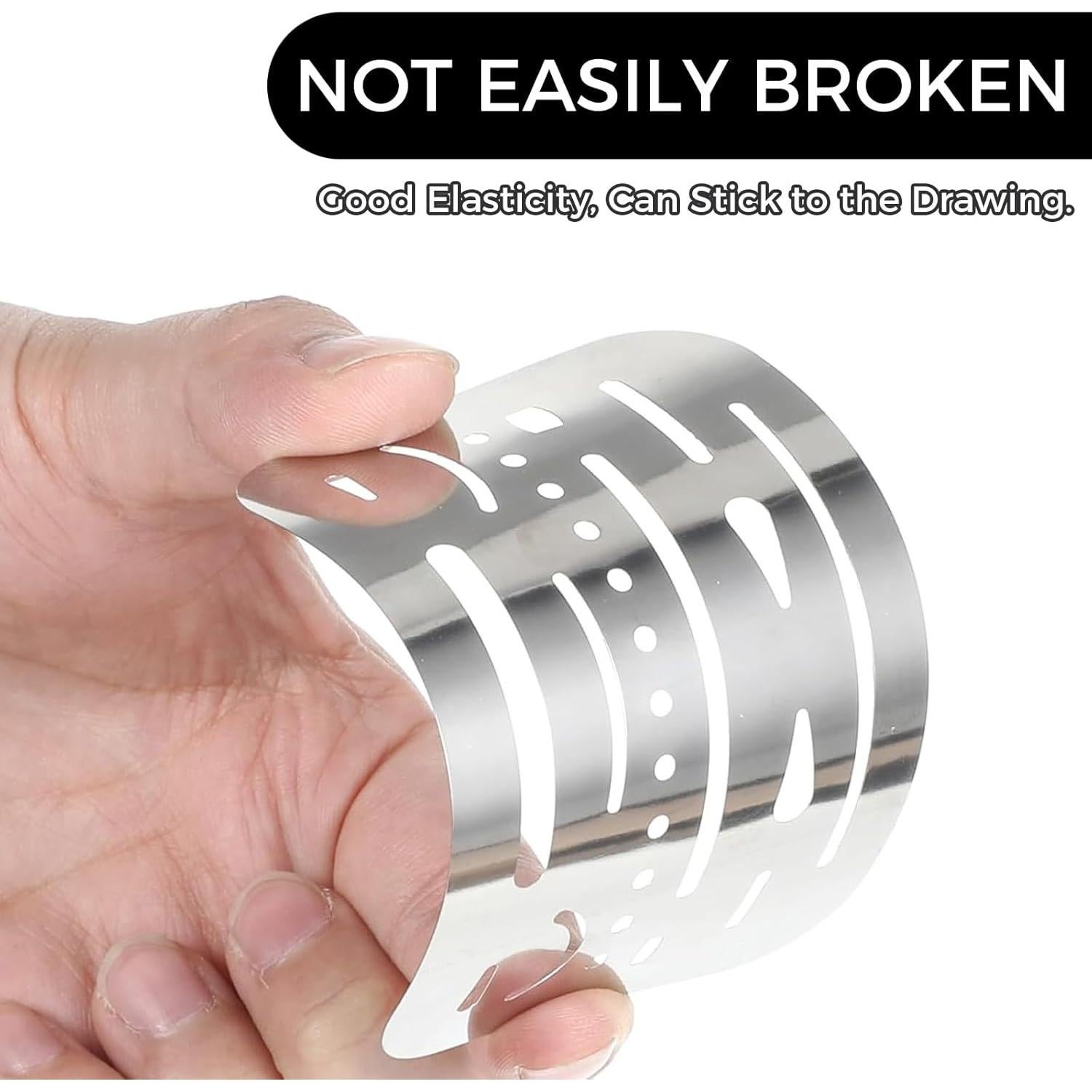 Plantillas de Dibujo de Acero Inoxidable LINYUEARUI - 6 Piezas