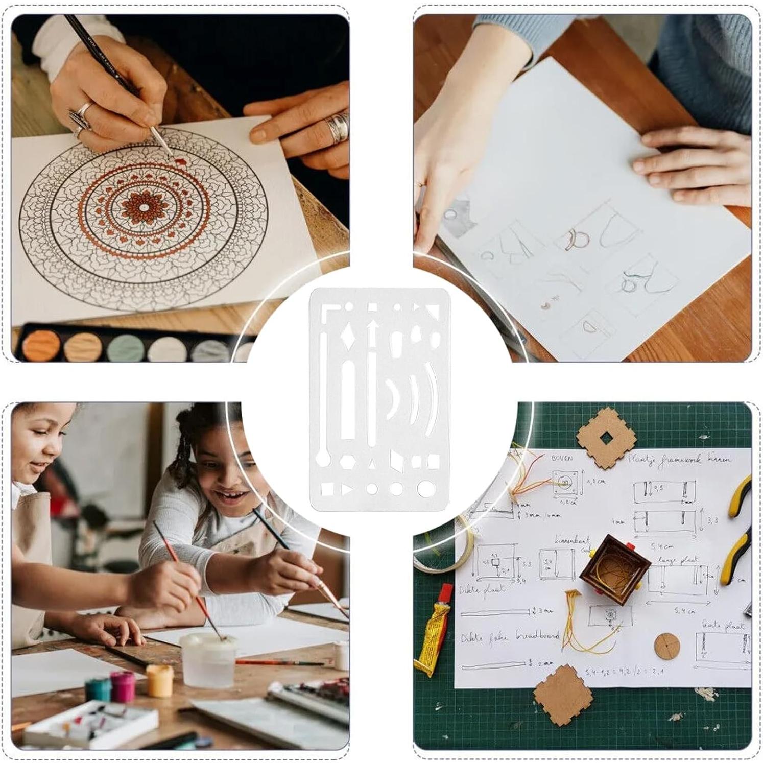 Plantillas de Dibujo de Acero Inoxidable LINYUEARUI - 6 Piezas