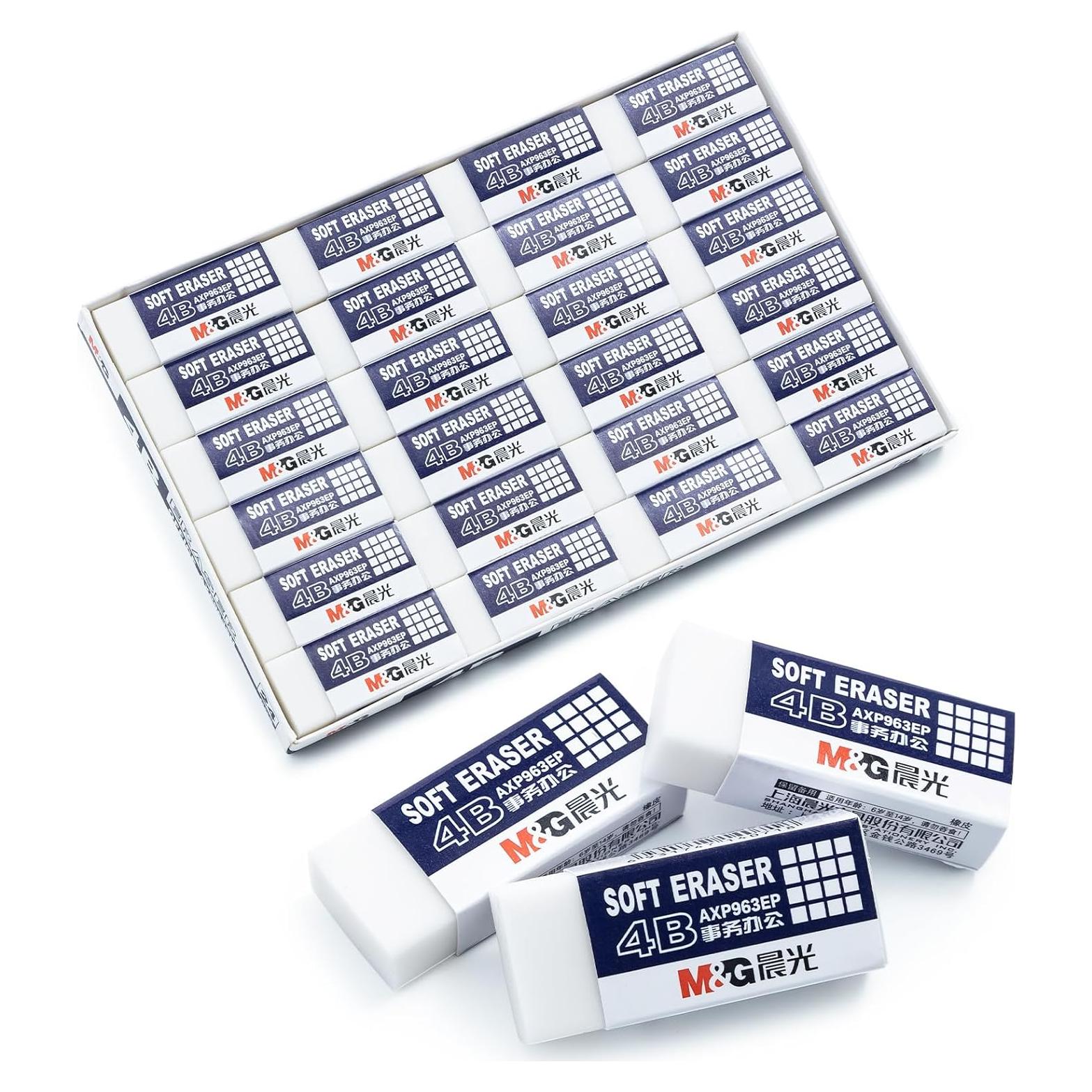 Borradores Blancos M&G Paquete de 24 Rectangulares 4B