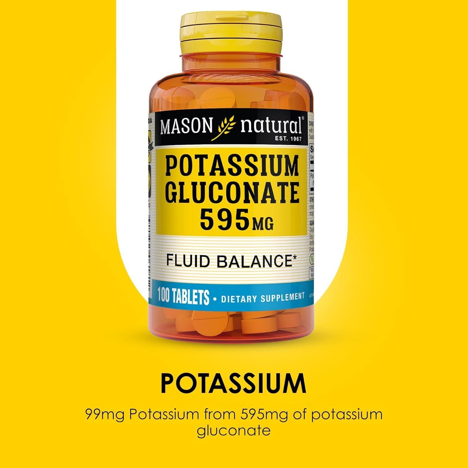 Gluconato de Potasio Mason Natural 595 mg 300 Tabletas