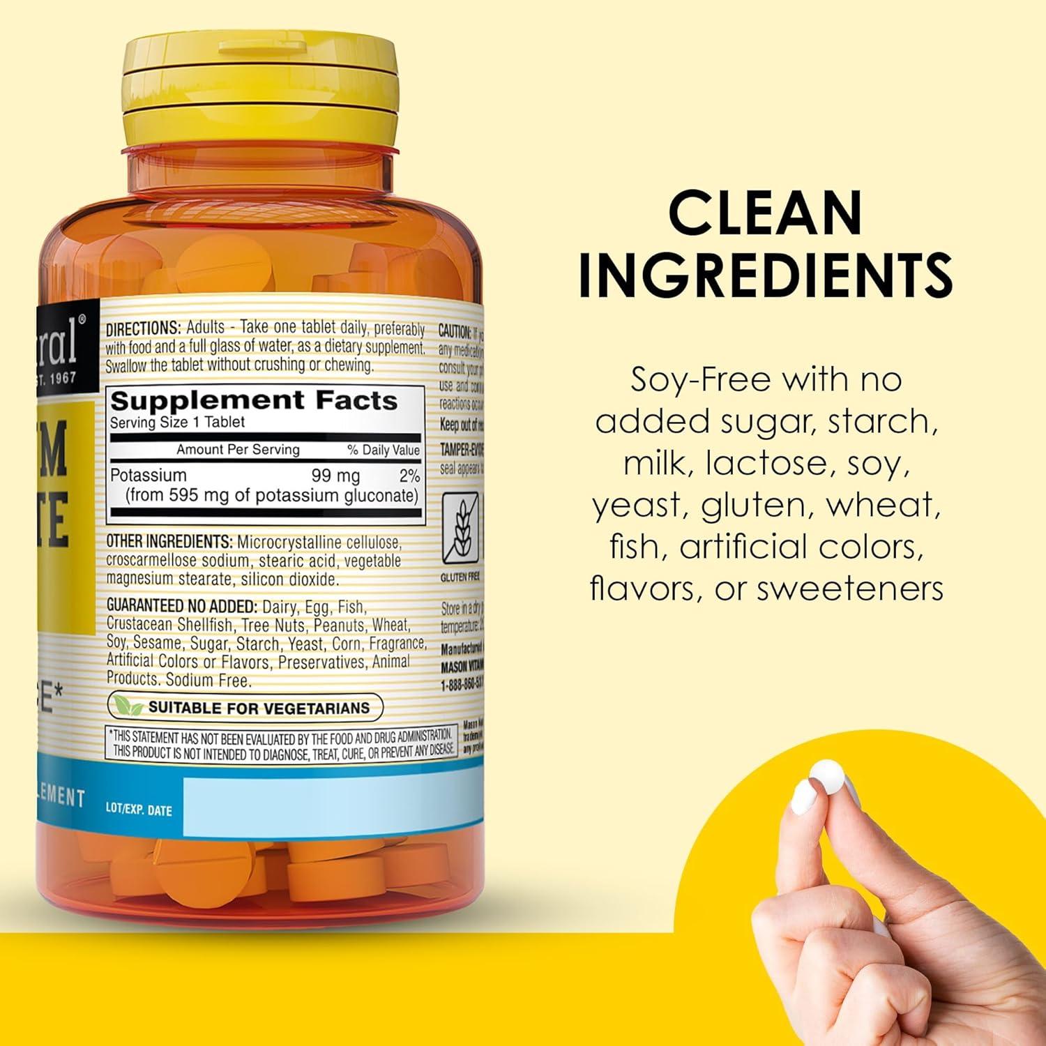 Gluconato de Potasio Mason Natural 595 mg 300 Tabletas