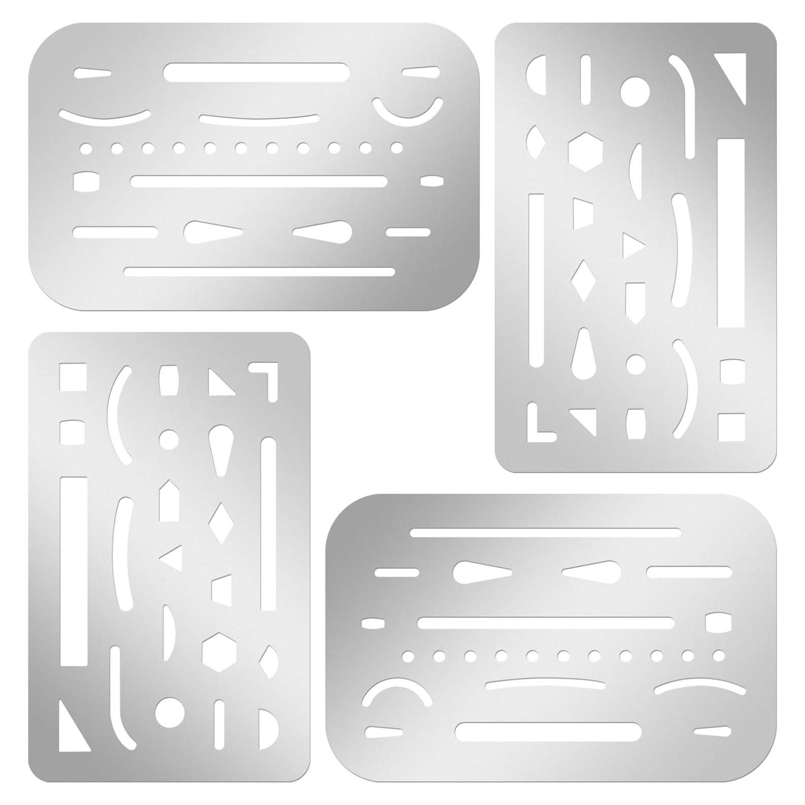 Juego de Plantillas de Dibujo Acero Inoxidable FdcZeyxior 4 Pcs