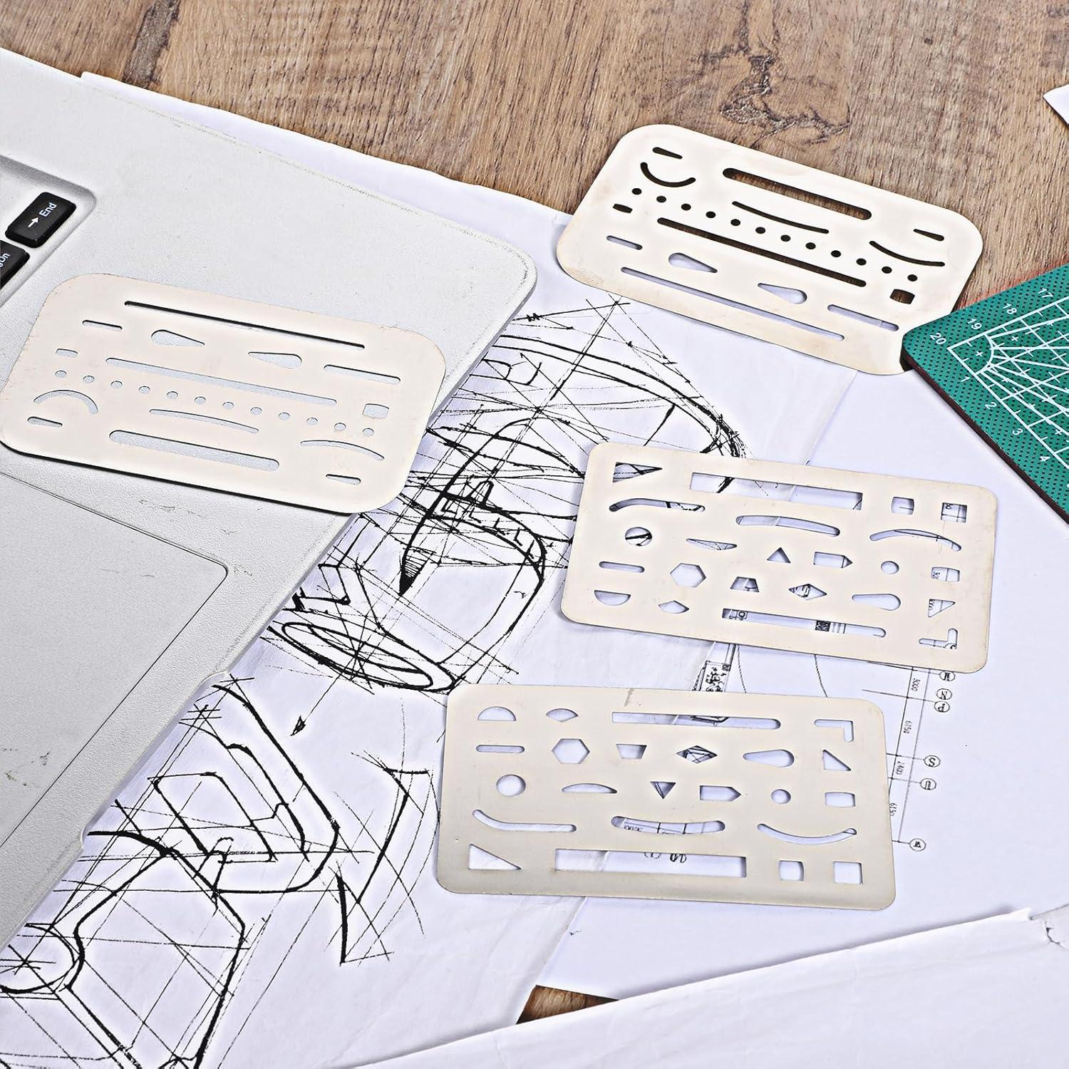 Juego de Plantillas de Dibujo Acero Inoxidable FdcZeyxior 4 Pcs