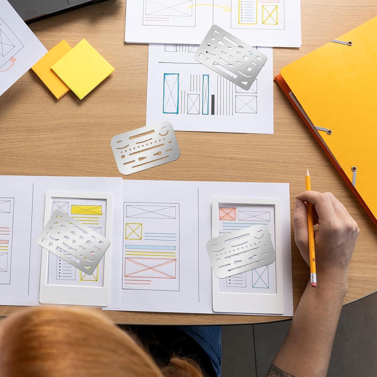 Juego de Plantillas de Dibujo Acero Inoxidable FdcZeyxior 4 Pcs