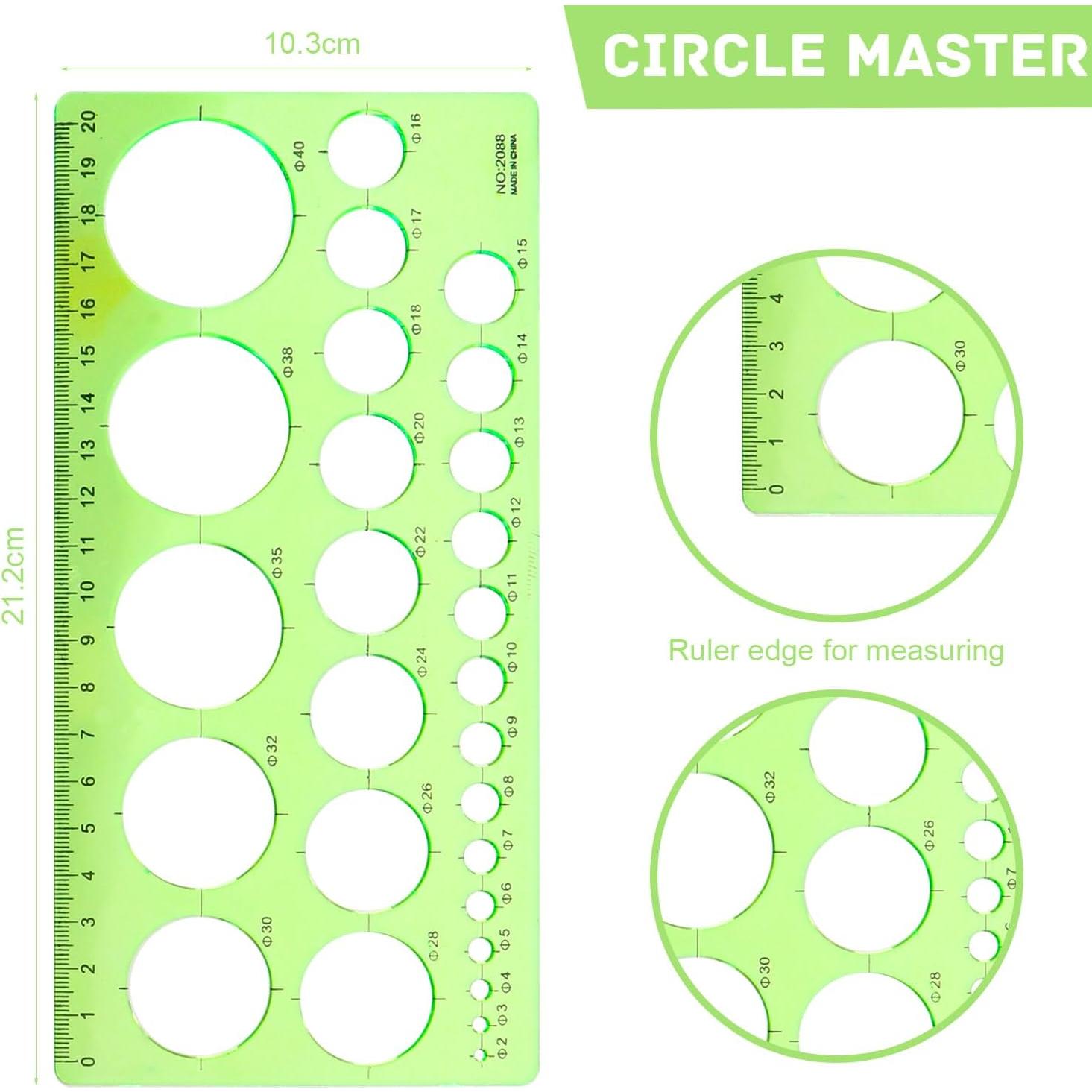 Plantillas de Círculo de Plástico JUNYUANSHUN - 2 Piezas 19x10cm y 21x10cm