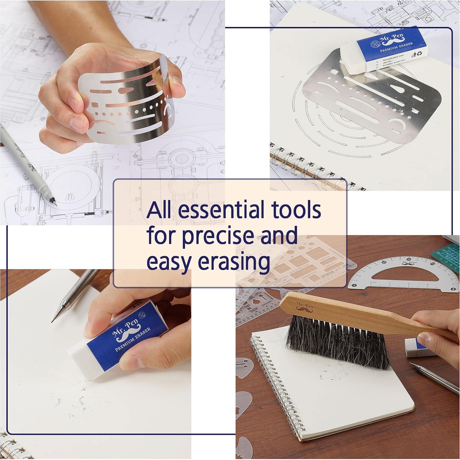 Juego de Geometría Profesional Mr. Pen 17 Pcs con Plantillas