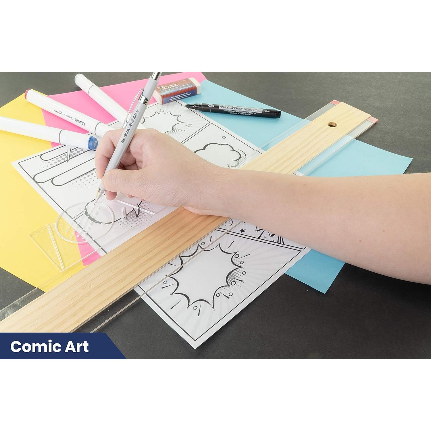 Guía de Letras Ames Pacific Arc para Caligrafía y Dibujo