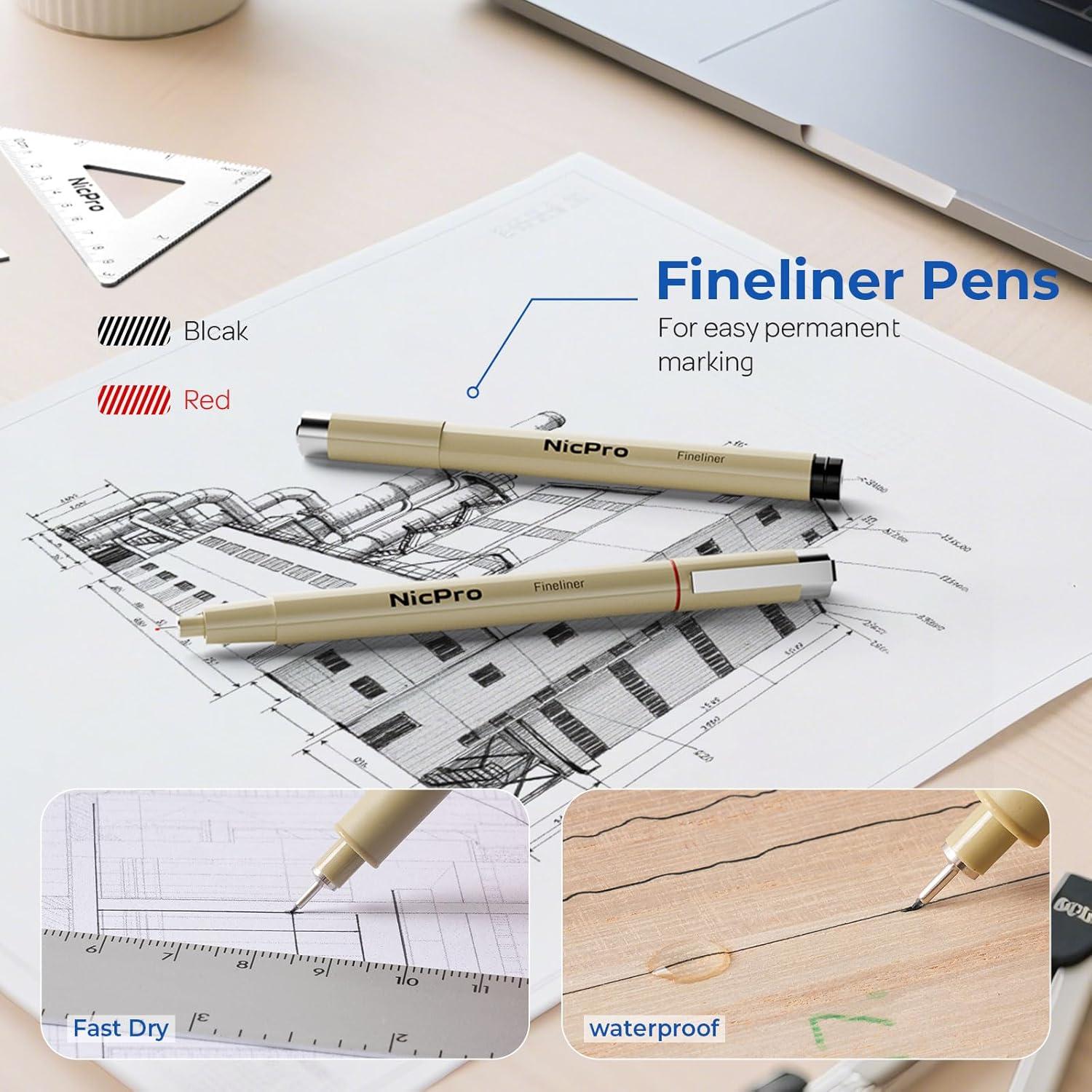 Juego de Dibujo Profesional Nicpro 30 PCS con Estuche