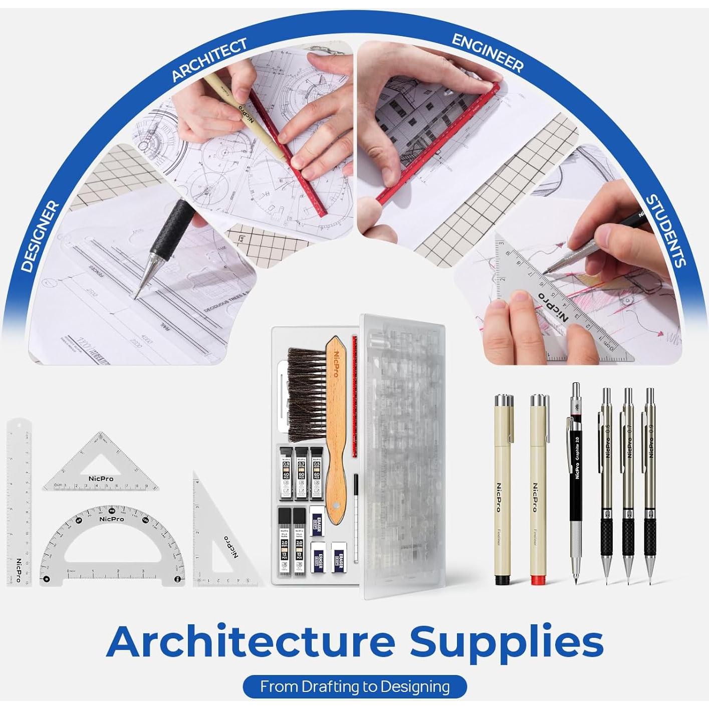 Juego de Dibujo Profesional Nicpro 30 PCS con Estuche