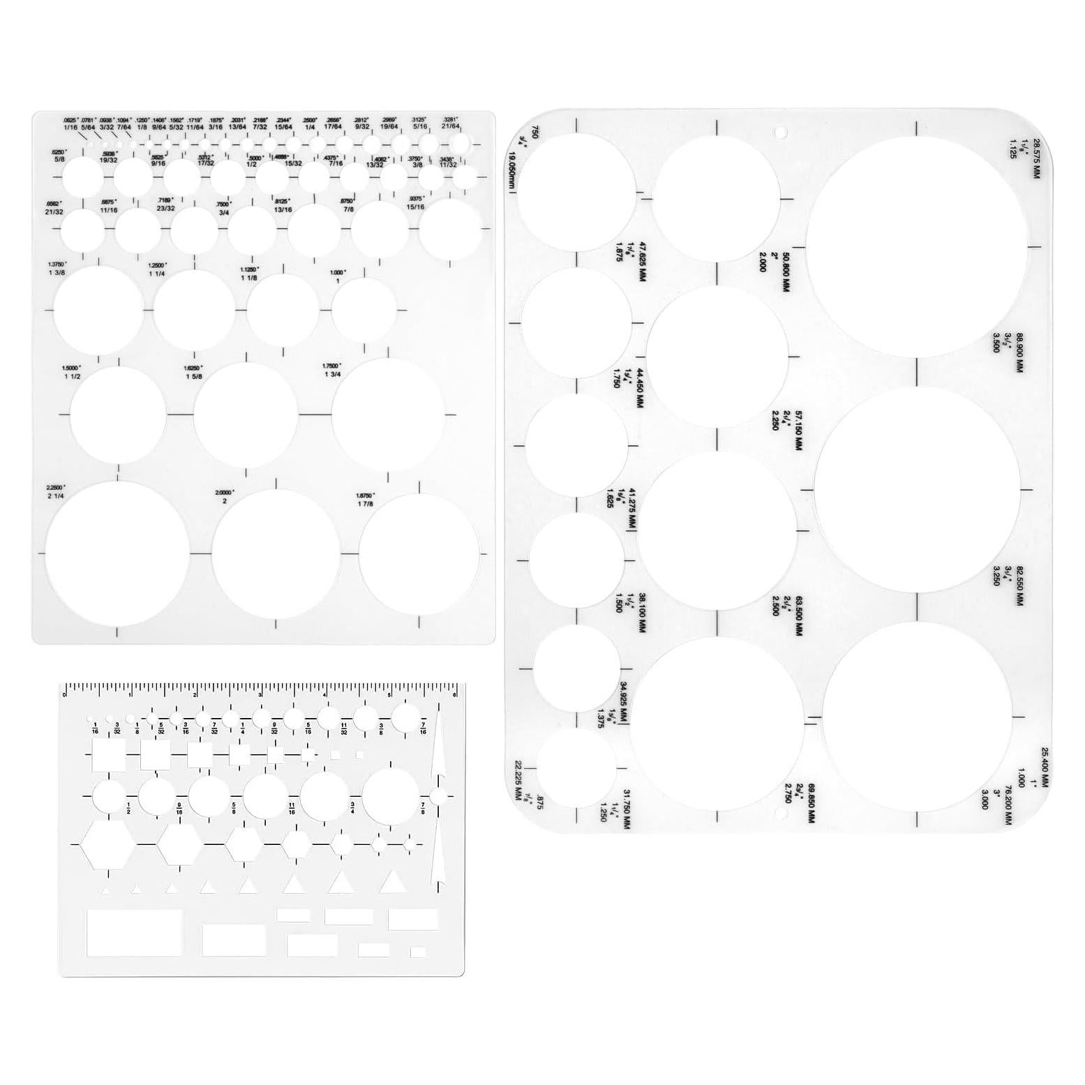 Plantillas de Círculo ALLWIN - Paquete de 3, Plástico Transparente