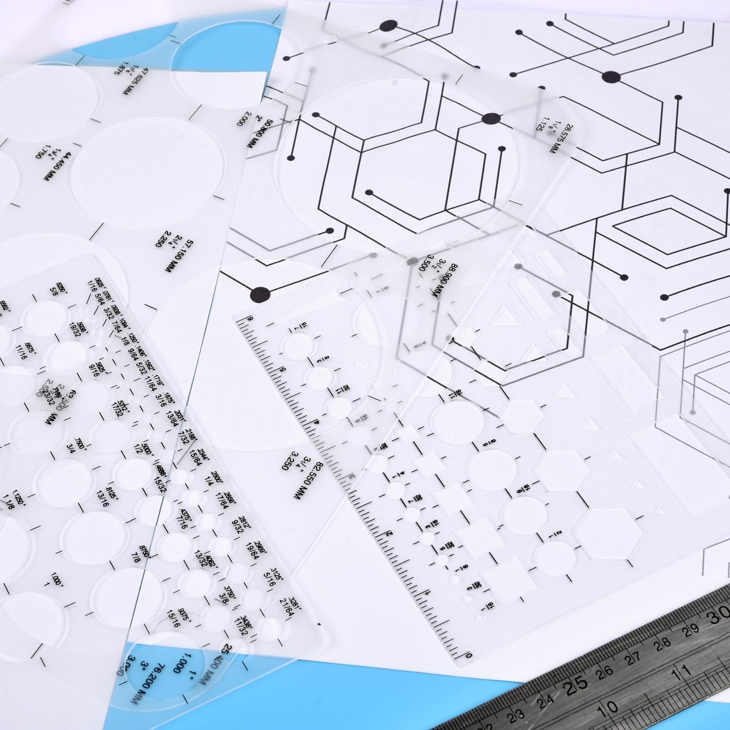 Plantillas de Círculo ALLWIN - Paquete de 3, Plástico Transparente