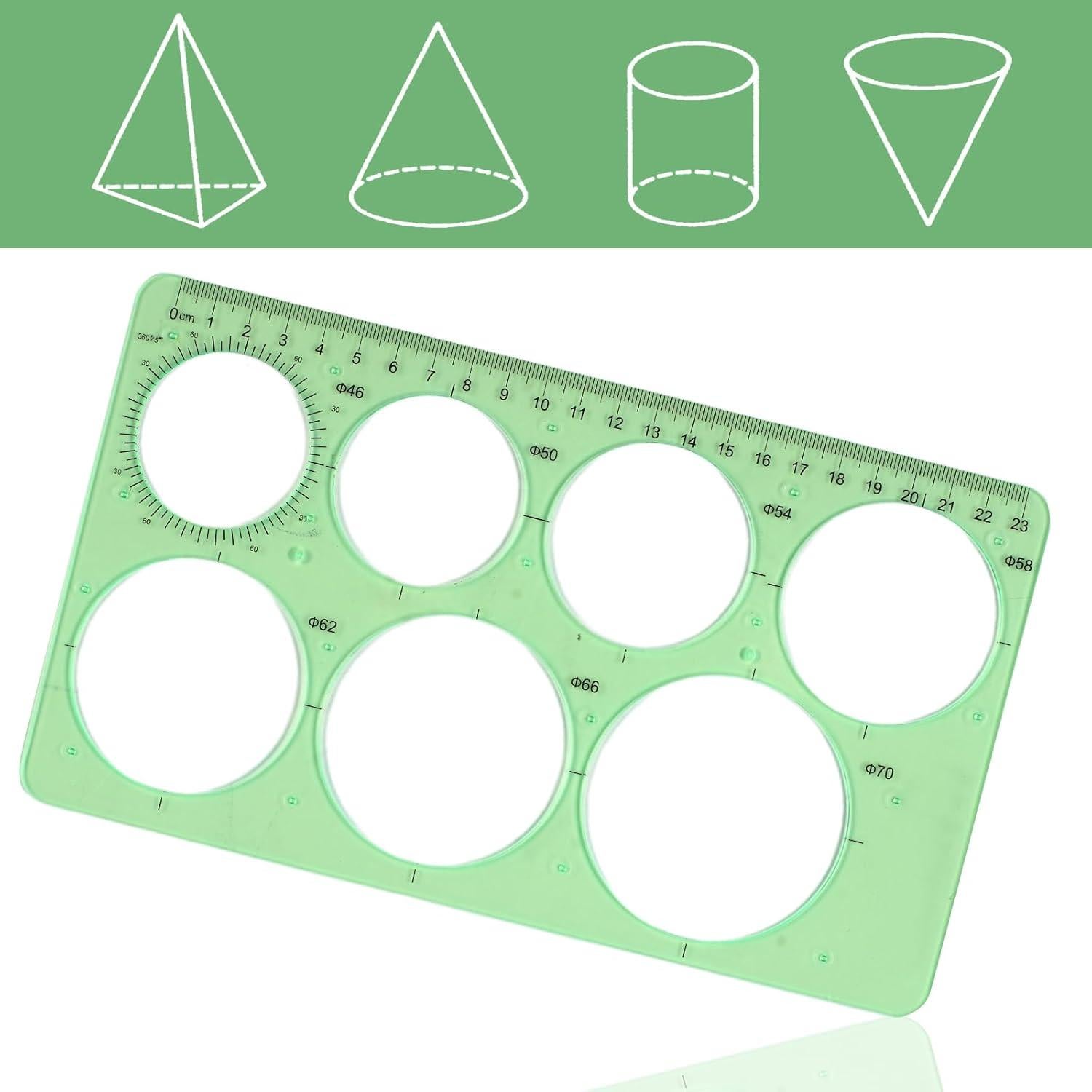 Plantillas de Dibujo Geométrico GardEasy 4PCS Plástico Verde