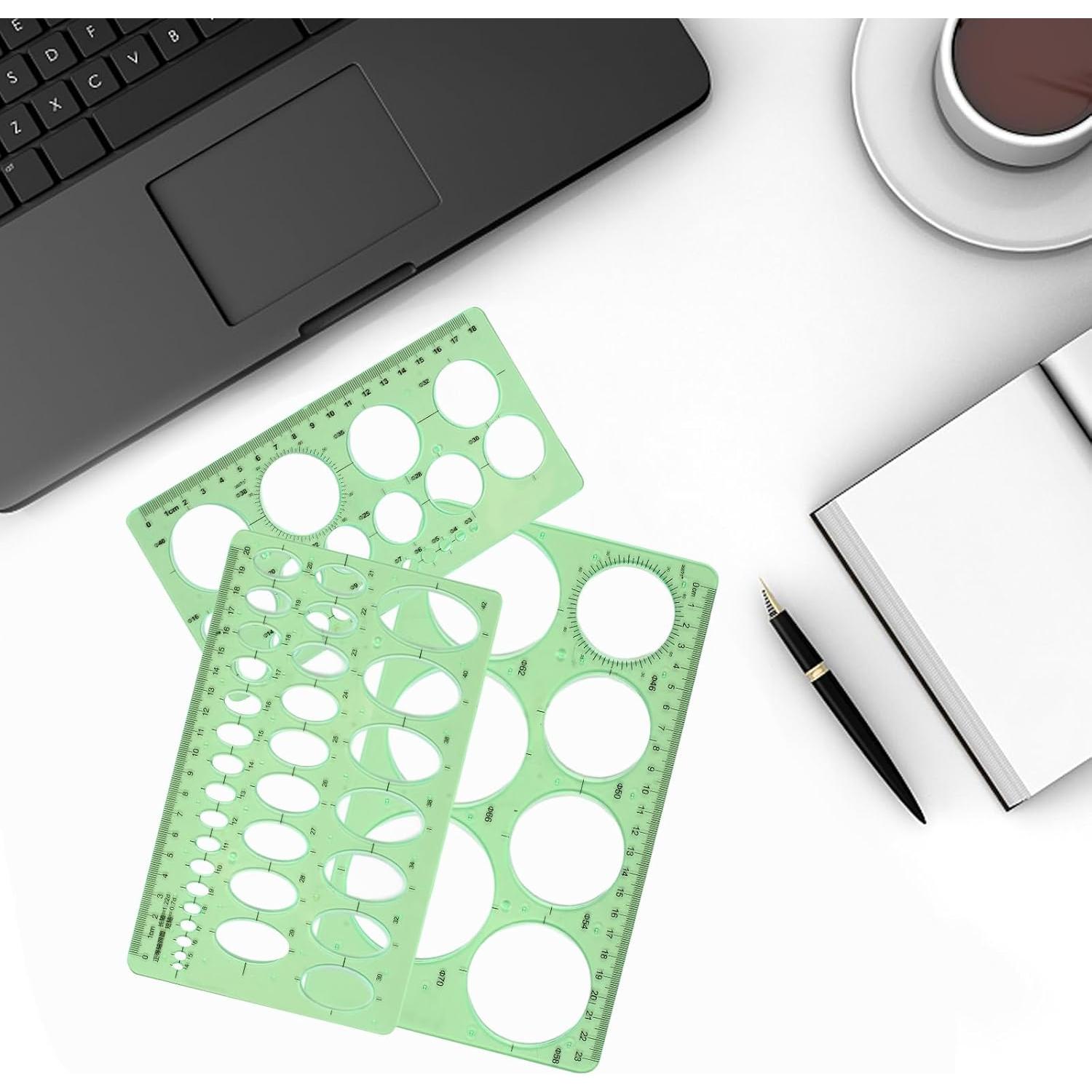 Plantillas de Dibujo Geométrico GardEasy 4PCS Plástico Verde