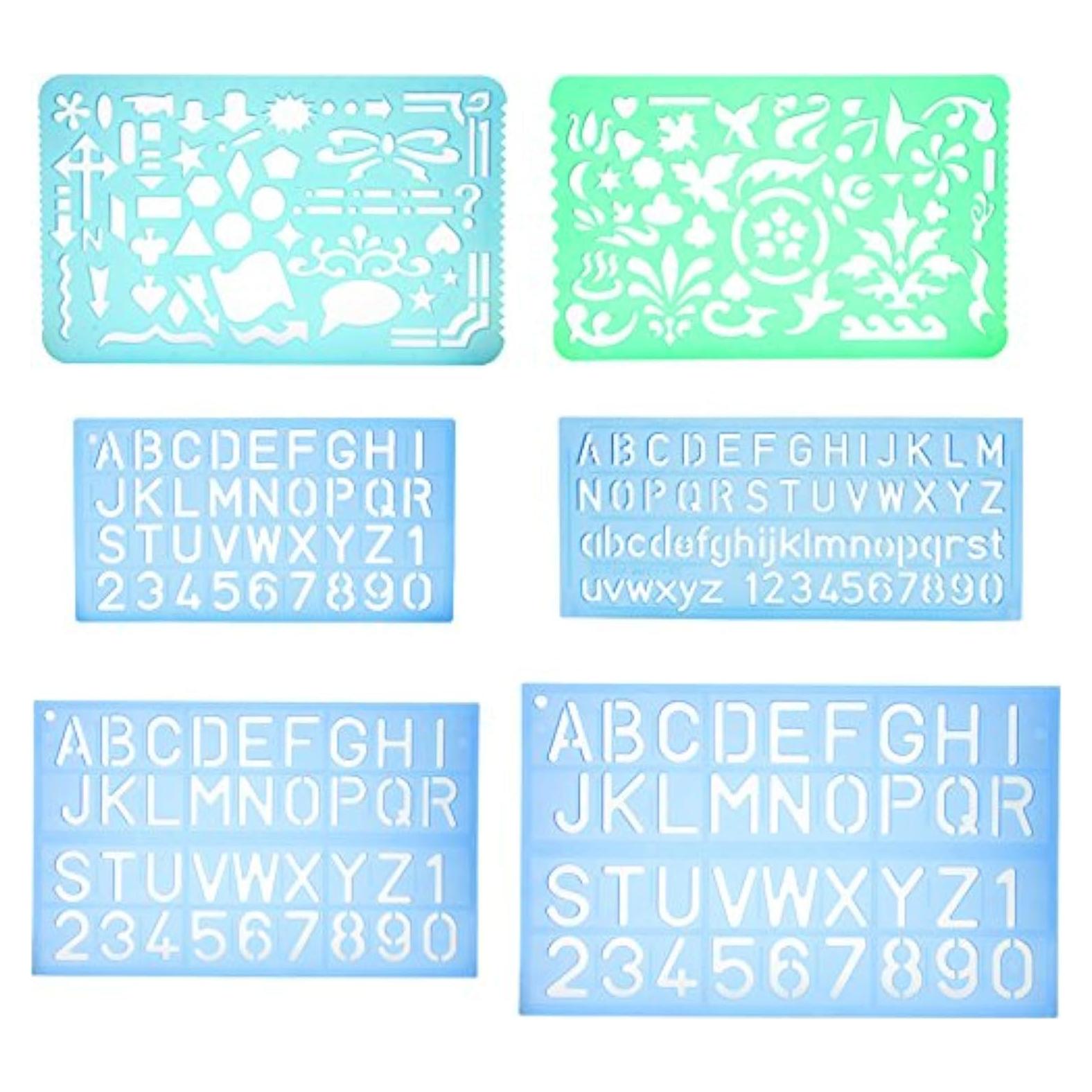 Juego de Plantillas Artísticas Yosogo - 2 Dibujo + 4 Letras