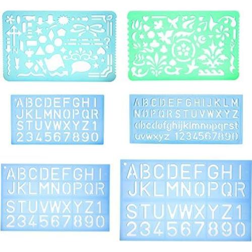 Juego de Plantillas Artísticas Yosogo - 2 Dibujo + 4 Letras